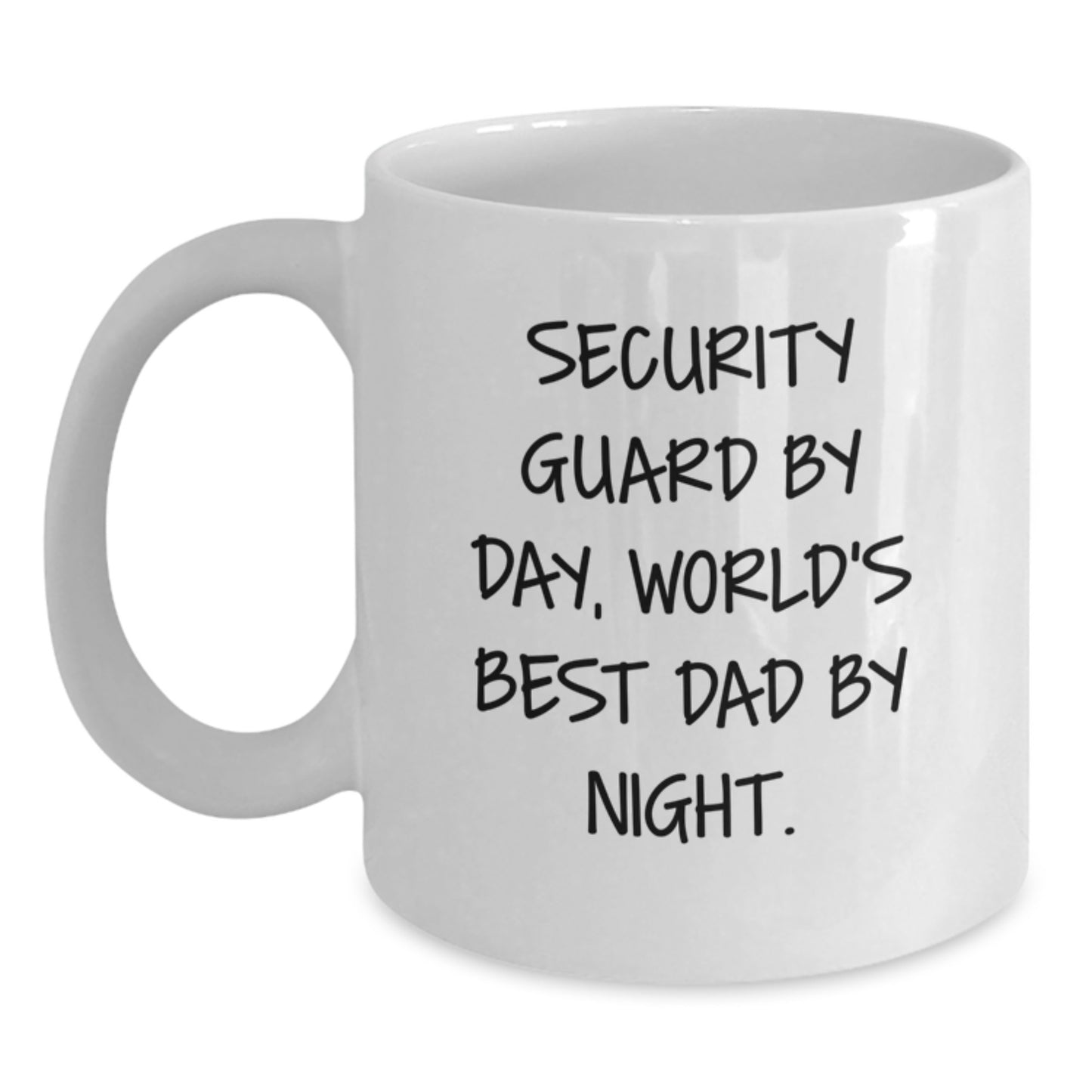 Funny Security Guard Gifts, White Coffee Mug for Men, Valentine's Unique Gifts from Dad, 'Security Guard By Day, World's Best Dad By Night.' - Main
