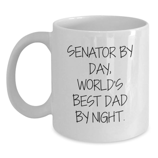 Senator Gifts, Funny World's Best Dad White Coffee Mugs, Birthdays from Men, Women, Friends, Family - Enthusiast's Delight - Main