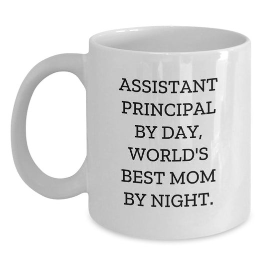 Funny Assistant Principal Gifts from Family, World's Best Mom Quote Christmas Unique Gifts for Assistant Principals, White Coffee Mug - Main