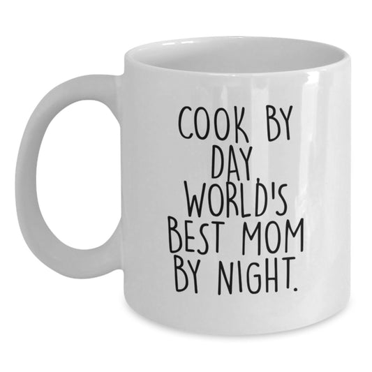 Cook By Day Funny White Coffee Mug Gifts from Mom to Kids on Valentine's - Main