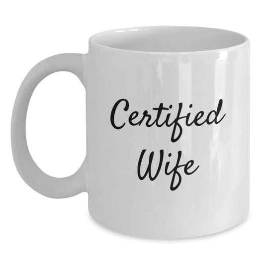 Funny Wife Gifts for Christmas White Coffee Mug - Gifts from Husband to Wife, 'You're the Wife, I'm the Husband, and Coffee is our Love' - 11oz or 15oz Ceramic Mug - Main