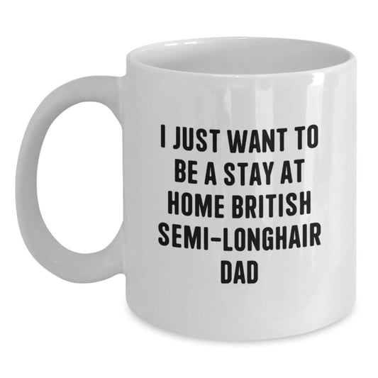 Funny British Semi-Longhair Cat Dad Gifts from Men to British Semi-Longhair Cat Lovers - White Coffee Mug for Christmas - Main