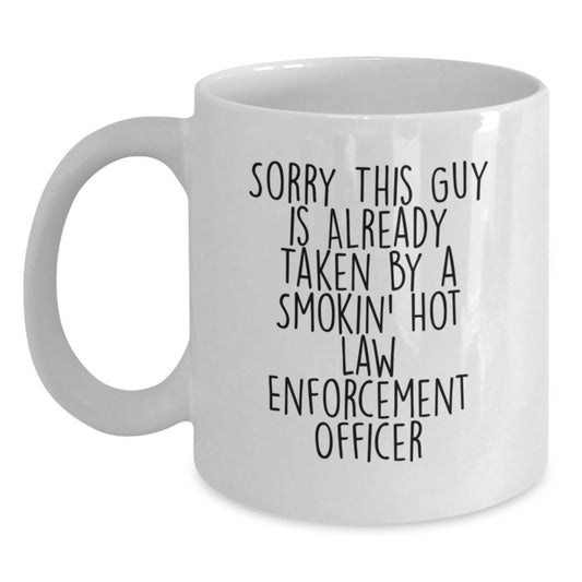 Funny Law Enforcement Officer Gifts from Men, Funny White Coffee Mugs for Law Enforcement Officer Valentine's Unique Gift - Main
