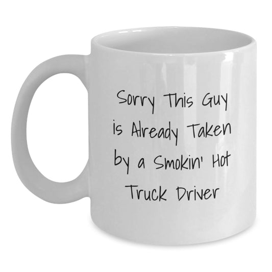 Funny Truck Driver Christmas Unique Gifts from Friends and Family for the Smokin' Hot Guy in Your Life - White Coffee Mug - Main