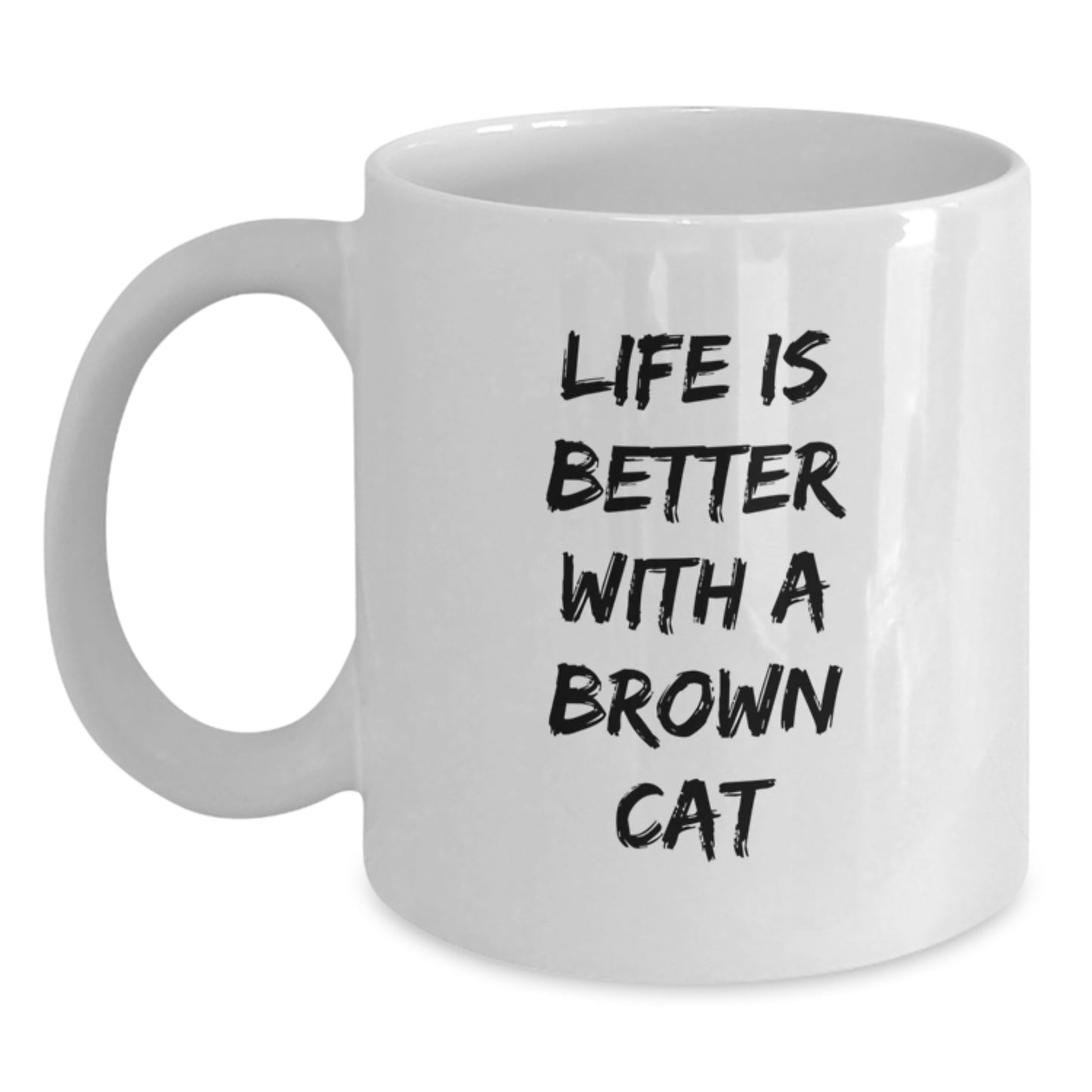 Brown Cat Lovers Funny Gifts from Family for Men and Women Graduation Unique White Coffee Mug - Main
