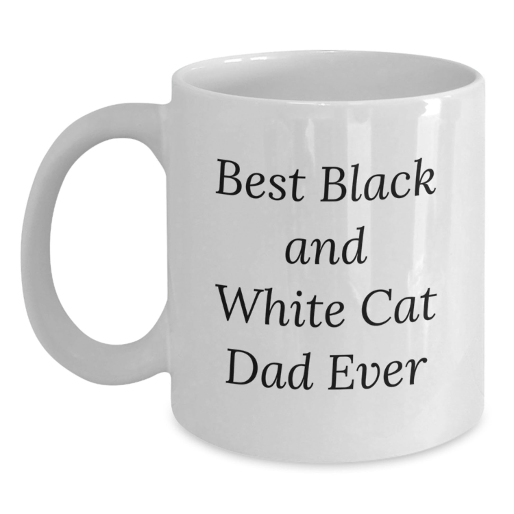 Funny Black and White Cat Dad Gifts for Birthday, White Coffee Mug for Him, Unique Gifts from Men, Best Black And White Cat Lover Ever - Main