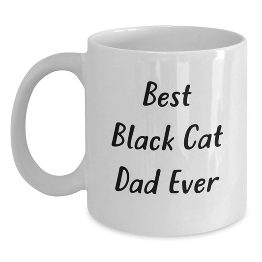 Funny Black Cat Dad Gifts for Men, Best Black Cat Dad Ever White Coffee Mug, Birthday Unique Gifts from Family, Friends, or Coworkers - Main