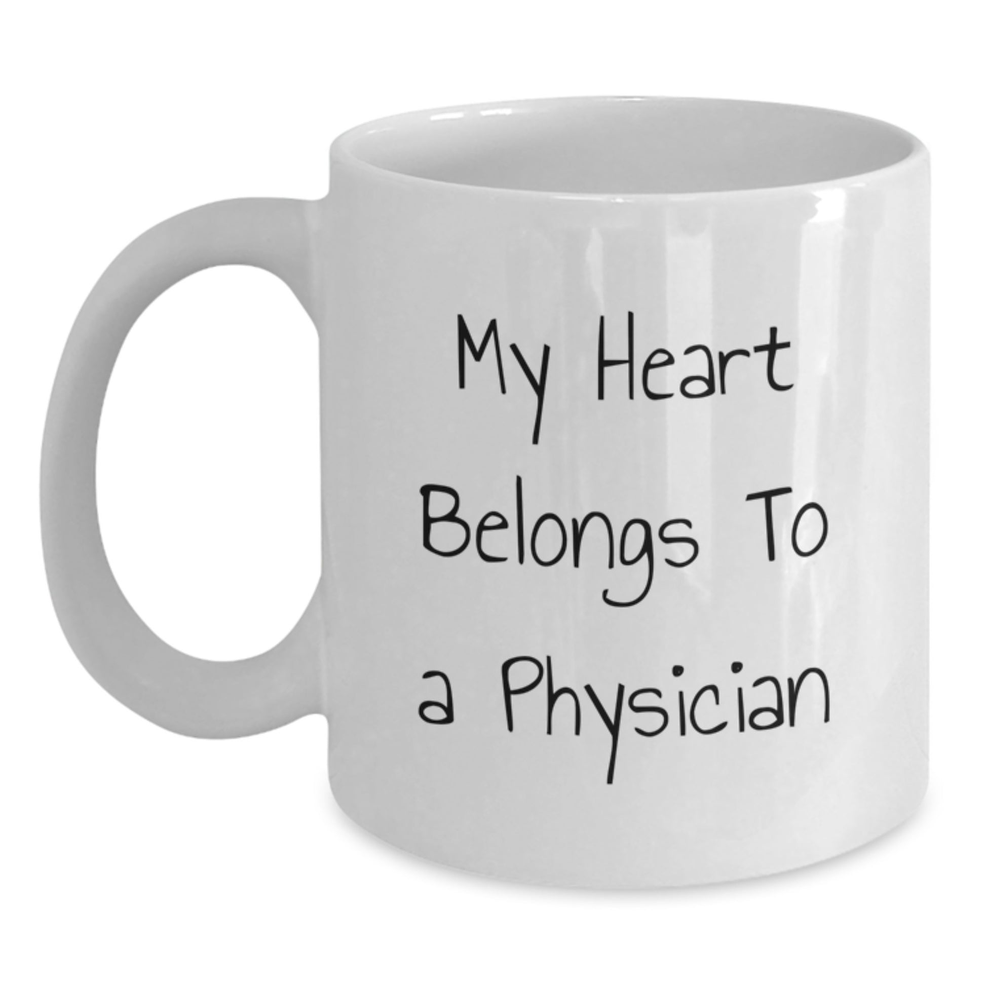 Funny Gifts from Men to Physician Friends White Coffee Mug My Heart Belongs To A Physician Christmas Unique Present - Main