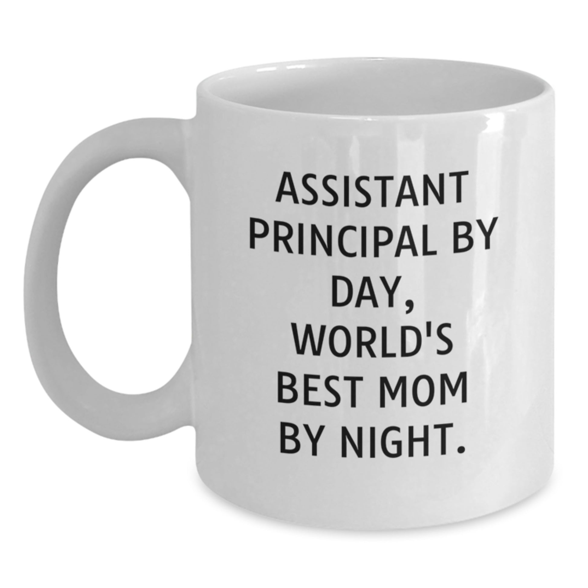 Funny Assistant Principal Gifts for Men - White Coffee Mug - 'Assistant Principal By Day, World's Best Mom By Night.' - Christmas Unique Presents from Men to Assistants - Main