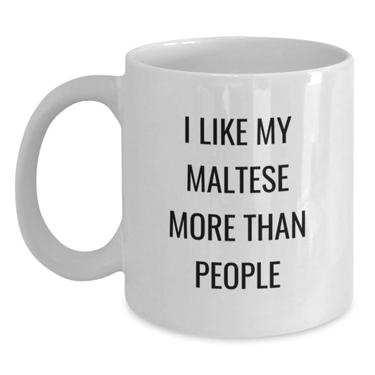  Funny Maltese Dog Lover Gifts from Mom, White Coffee Mugs for Birthday Unique Presents, I Like My Maltese More Than People - Main
