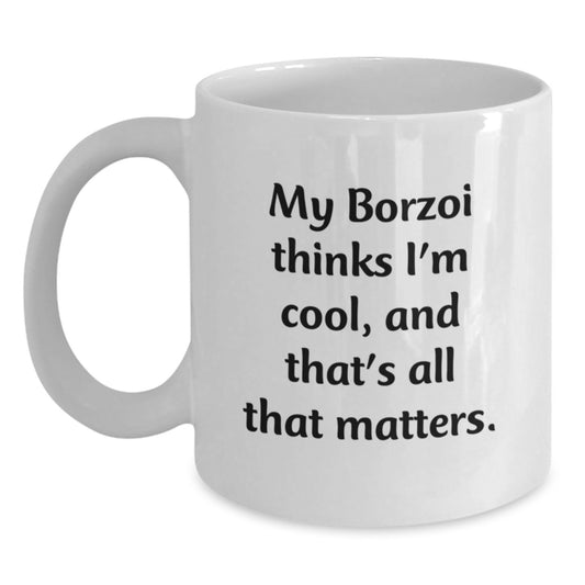 Borzoi Dog Lover Funny Gift from Friends for Valentine's White Coffee Mug - Main