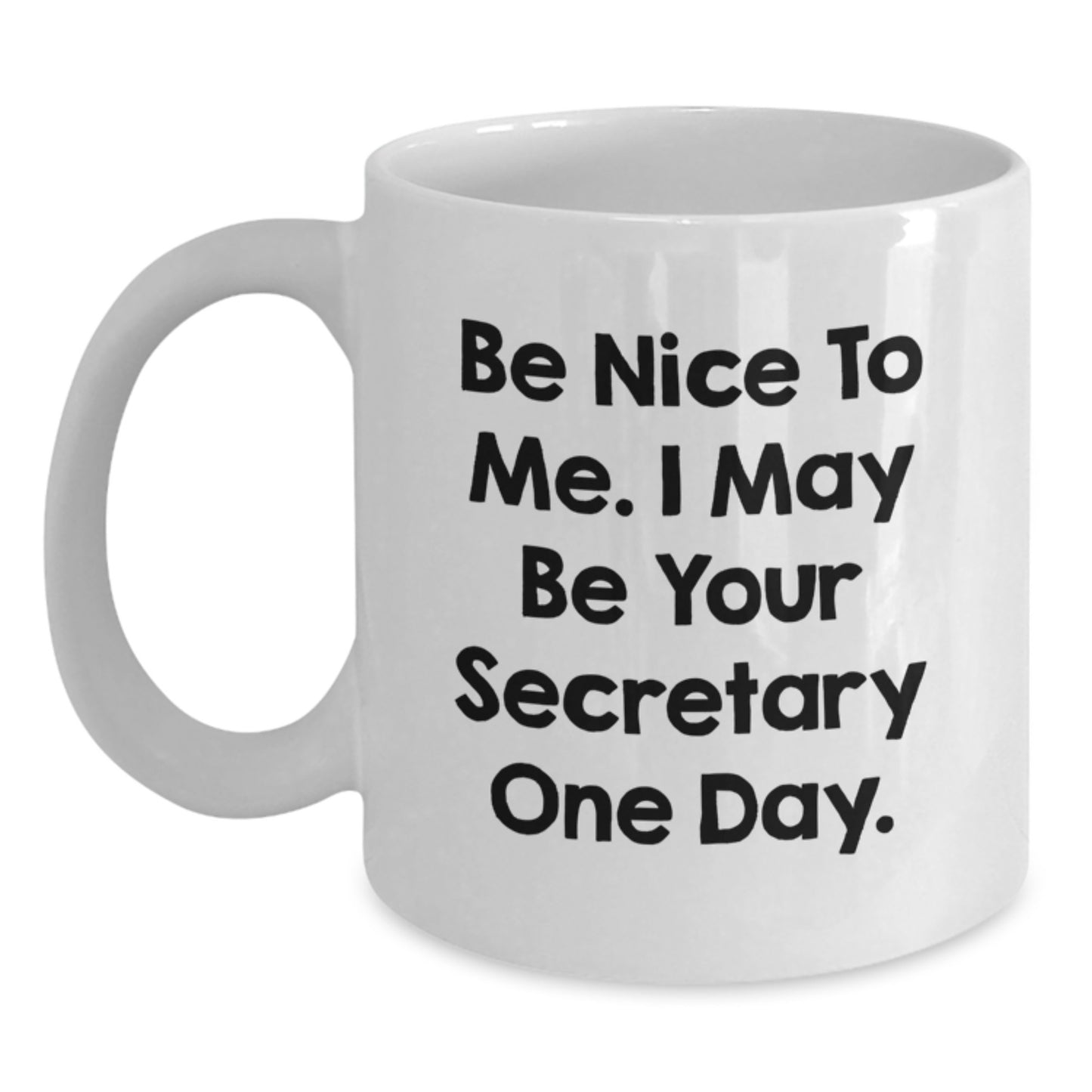 Funny Secretary Christmas Unique Gifts from Friends, White Coffee Mug for Secretary, Be Nice To Me - Main