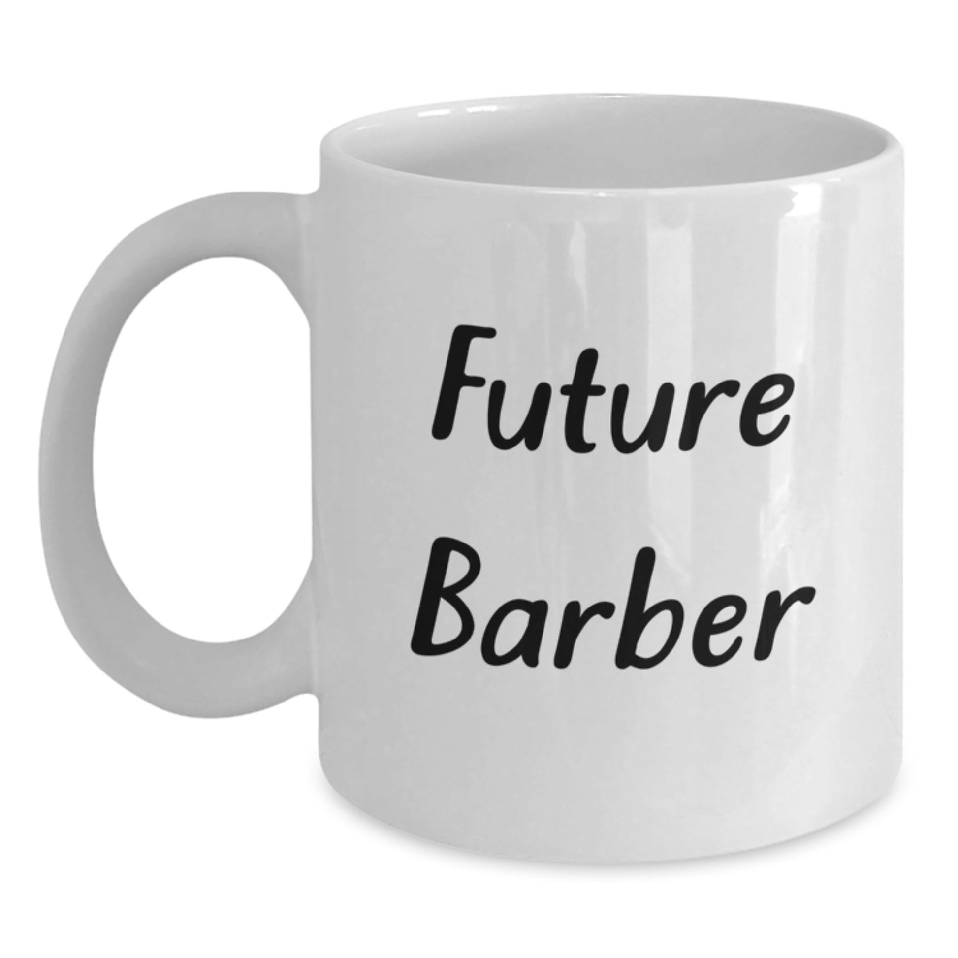 Funny Future Barber Mug Gifts from Family to Men, Unique Graduation White Coffee Mug for Barber - Main