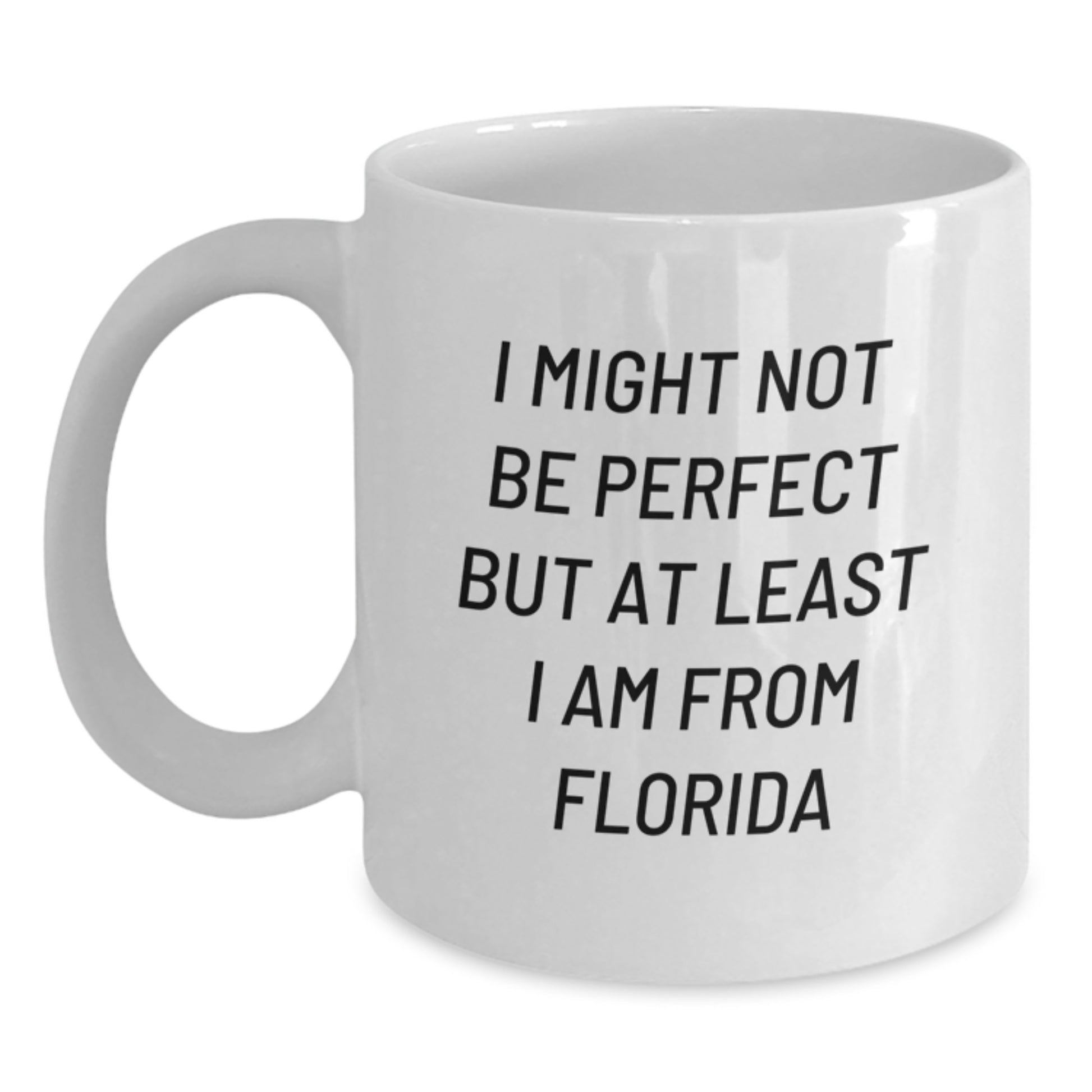 Funny Florida Gifts for Friends, White Coffee Mug with Humorous Quote, Perfect Christmas Unique Gifts from Florida to Florida Lovers, 'I Might Not Be Perfect...' - Main