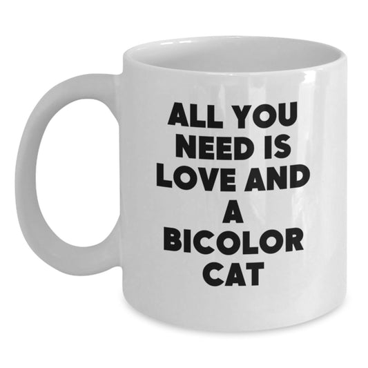 Bicolor Cat White Coffee Mug, Funny Quote for Cat Lovers, White Coffee Mug with Christmas Unique Gifts for Men Women Friends Family - Main