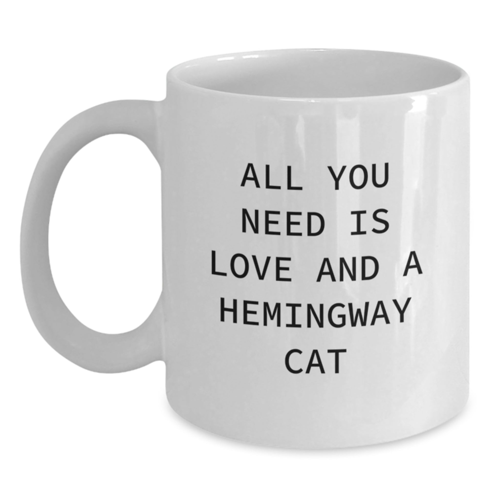 Funny Hemingway Cat Mugs for Graduation Gifts from Friends and Family, 'All You Need Is Love And A Hemingway Cat' Quote - Main