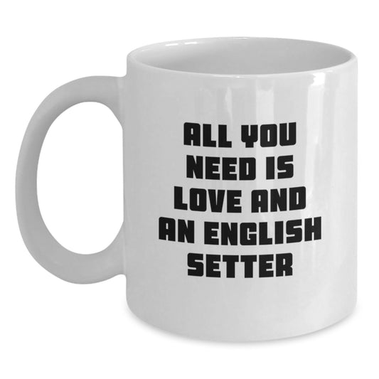 Funny English Setter Dog Gifts, White Coffee Mug for English Setter Dog Lovers, Christmas Unique Mug - Main