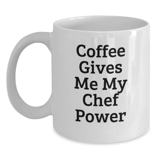 Funny Chef White Coffee Mug Gifts for Men Friends from Family, Christmas Unique White Mugs with Coffee Gives Me My Chef Power, White Ceramic Mugs for Chef Enthusiasts, Chef White Coffee Mug Gifts - Main