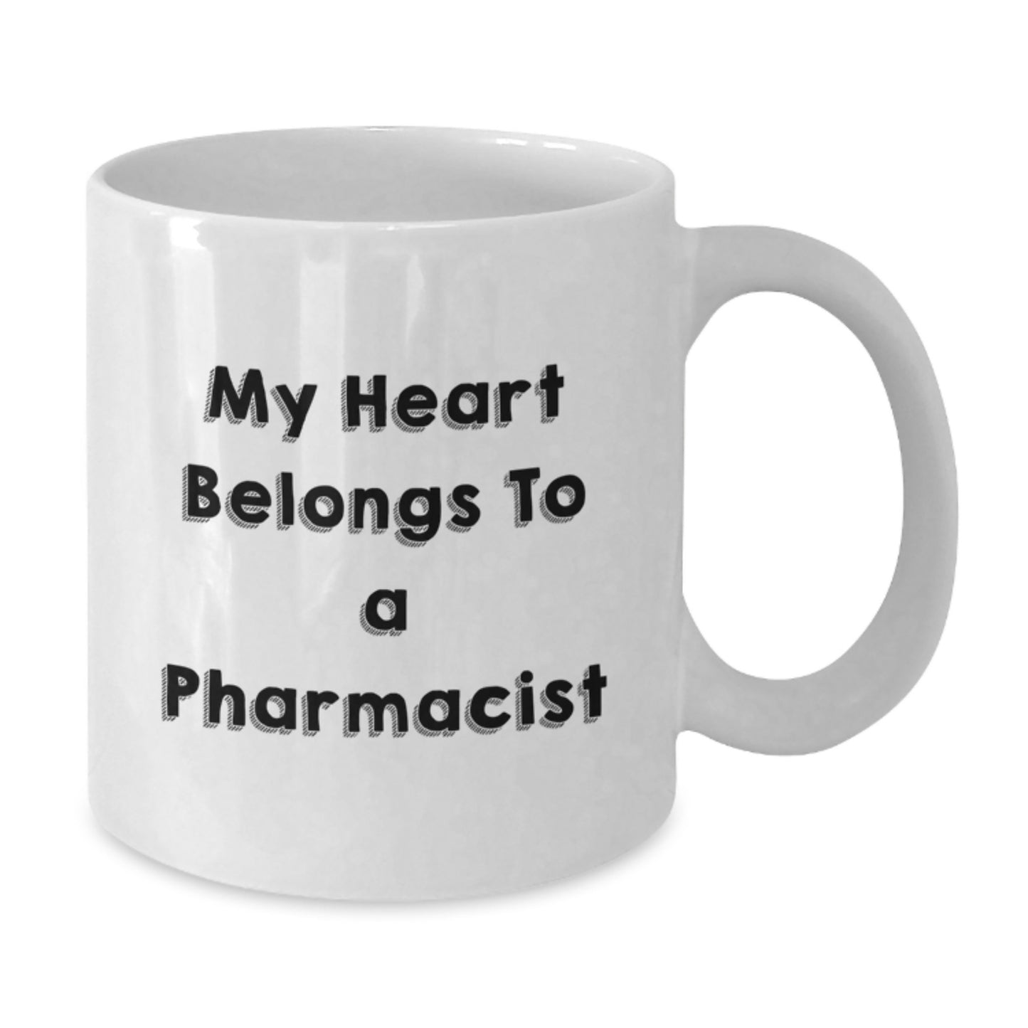Funny Pharmacist White Coffee Mugs Gifts for Men, Gifts from Family, Unique Christmas Unique Gifts, Funny White Coffee Mug with Quotes 'My Heart Belongs To A Pharmacist', Ideal Gift for Pharmacist - Additional