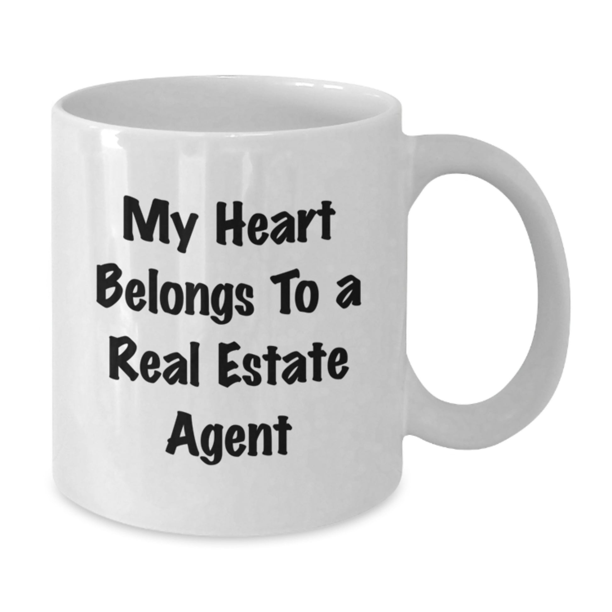 Funny Real Estate Agent Gifts from Men to Real Estate Agent Friends - My Heart Belongs To A Real Estate Agent White Coffee Mug - Unique Christmas Unique Gifts for Real Estate Agent Coworkers - Additional