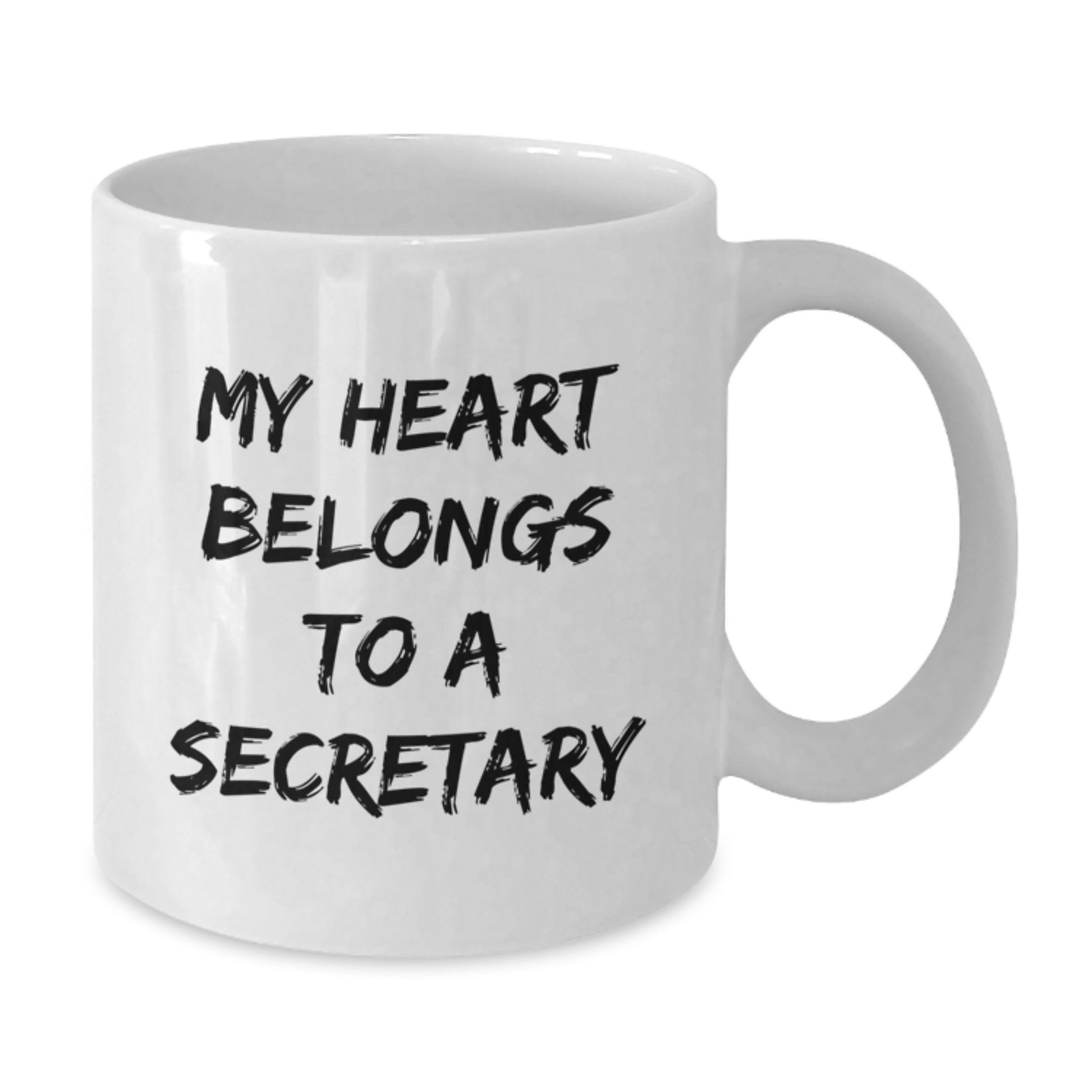 Funny Secretary Gifts, White Coffee Mug, My Heart Belongs To A Secretary - Unique Christmas Unique Gifts from Men or Women to Secretary Friends - Additional