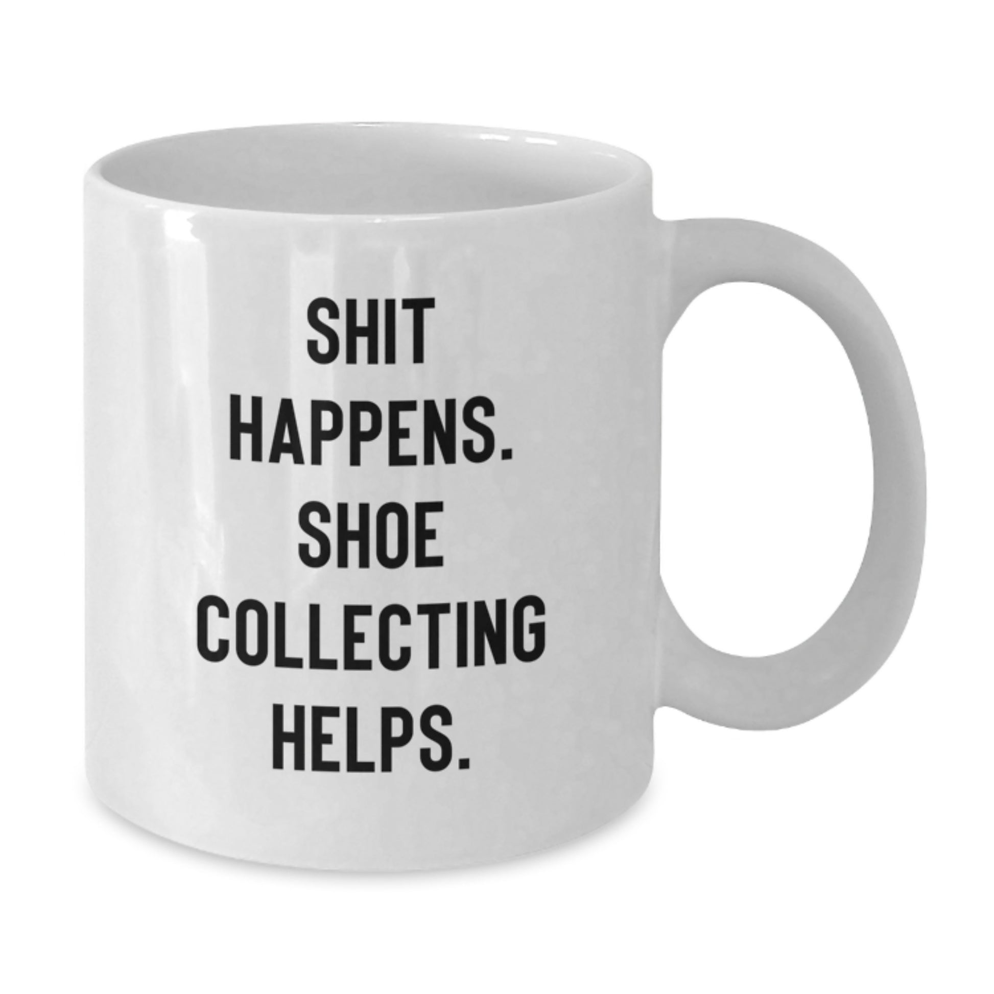 Shoe Collecting Gifts from Friends to Men, White Coffee Mugs for Christmas Unique Gifts, Funny Quote 'Shoe Collecting Helps' - Additional