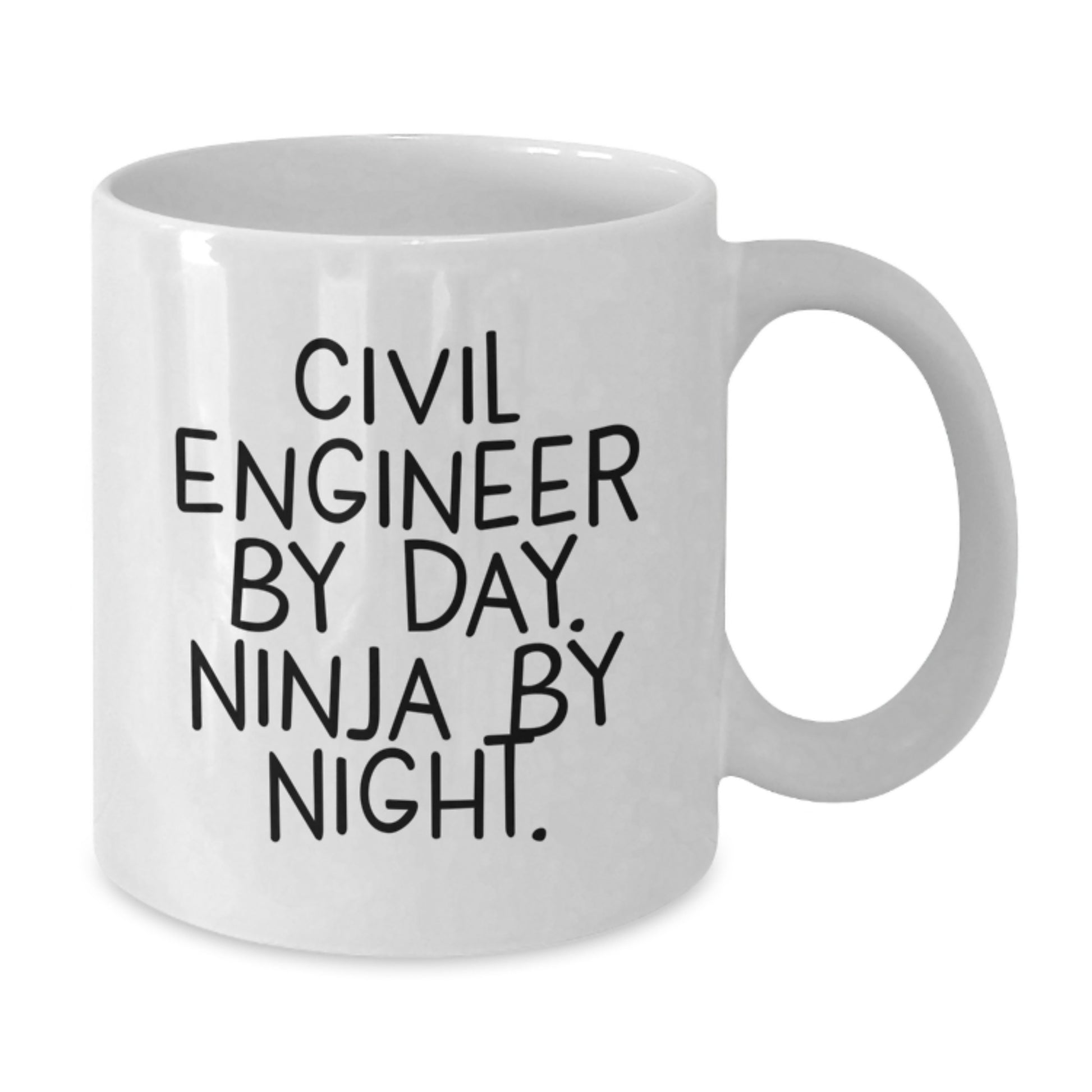 Civil Engineer Gifts, White Coffee Mug, Ninja by Night, Funny Quote, Birthday Unique Gifts from Friends to Civil Engineer - Additional