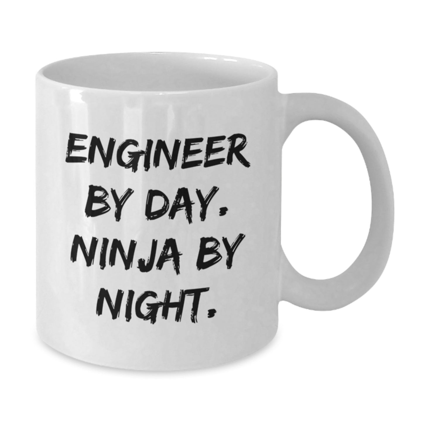 Engineer Gifts, Funny White Coffee Mug for Engineer Friends, Birthday Unique Gifts from Men, 'Engineer By Day. Ninja By Night.' - Additional