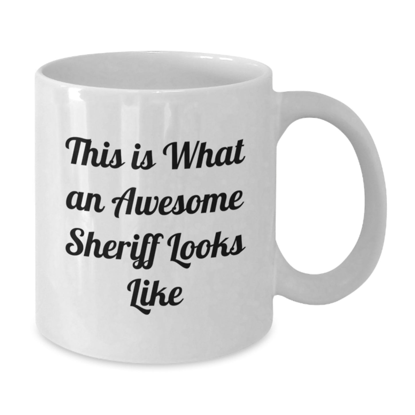 Funny Sheriff Gifts from Friends for Graduation - White Coffee Mug, 'This Is What An Awesome Sheriff Looks Like' Quote, 11oz or 15oz Capacity, Microwave and Dishwasher Safe - Additional