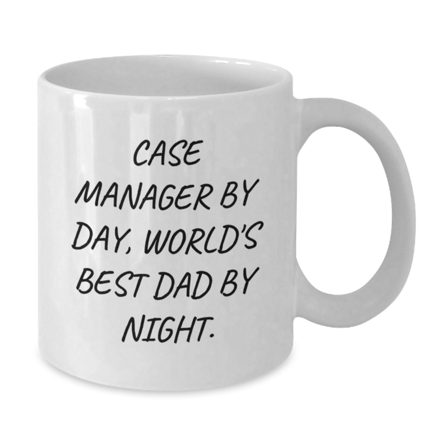 Funny Case Manager Gifts, Case Manager By Day, World's Best Dad By Night. White Coffee Mug, Birthday Unique Gifts from Family to Case Manager - Additional