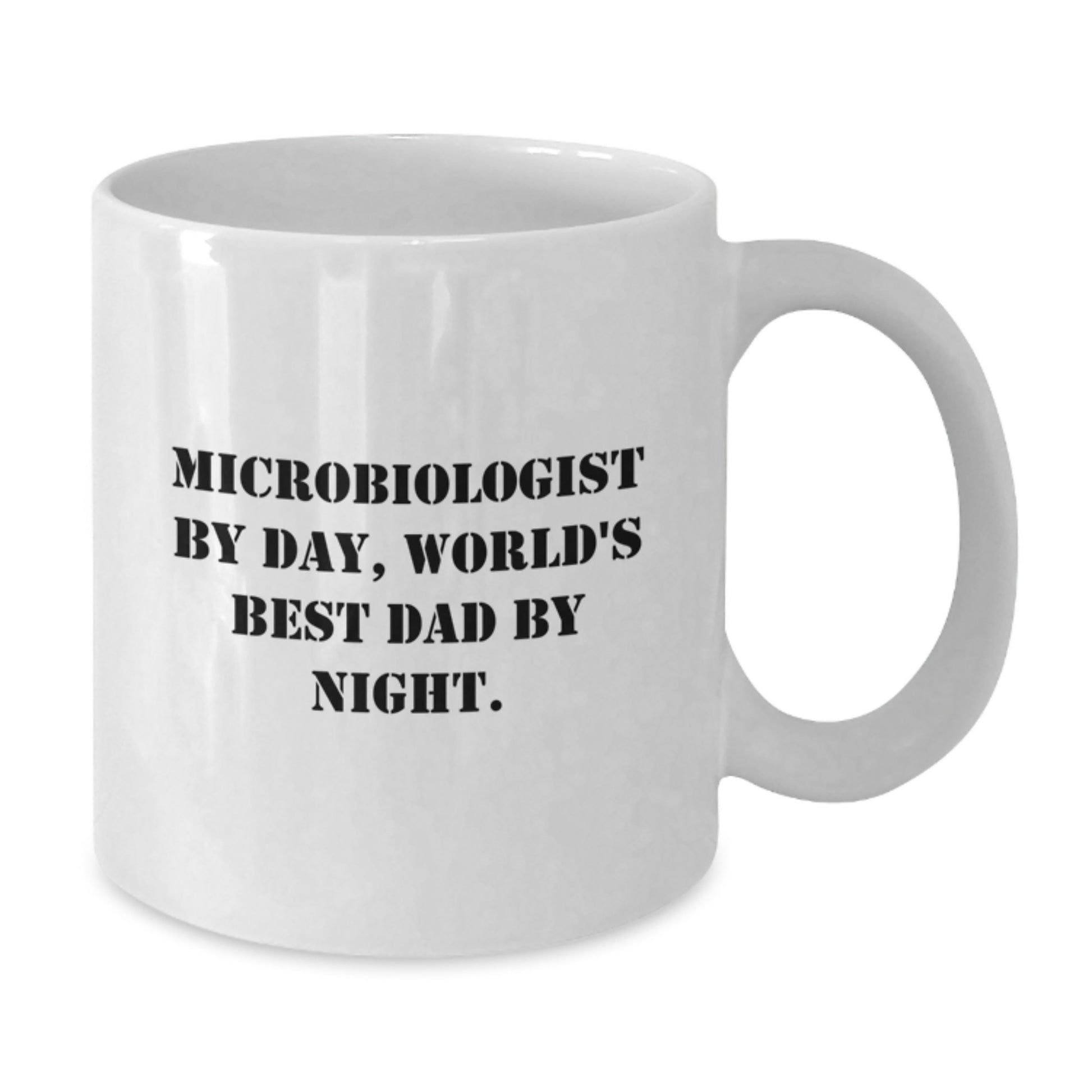 Microbiologist Gifts from Dad, Funny White Coffee Mug for Christmas Unique Presents for Microbiologist By Day, World's Best Dad By Night - White Coffee Mug - Additional