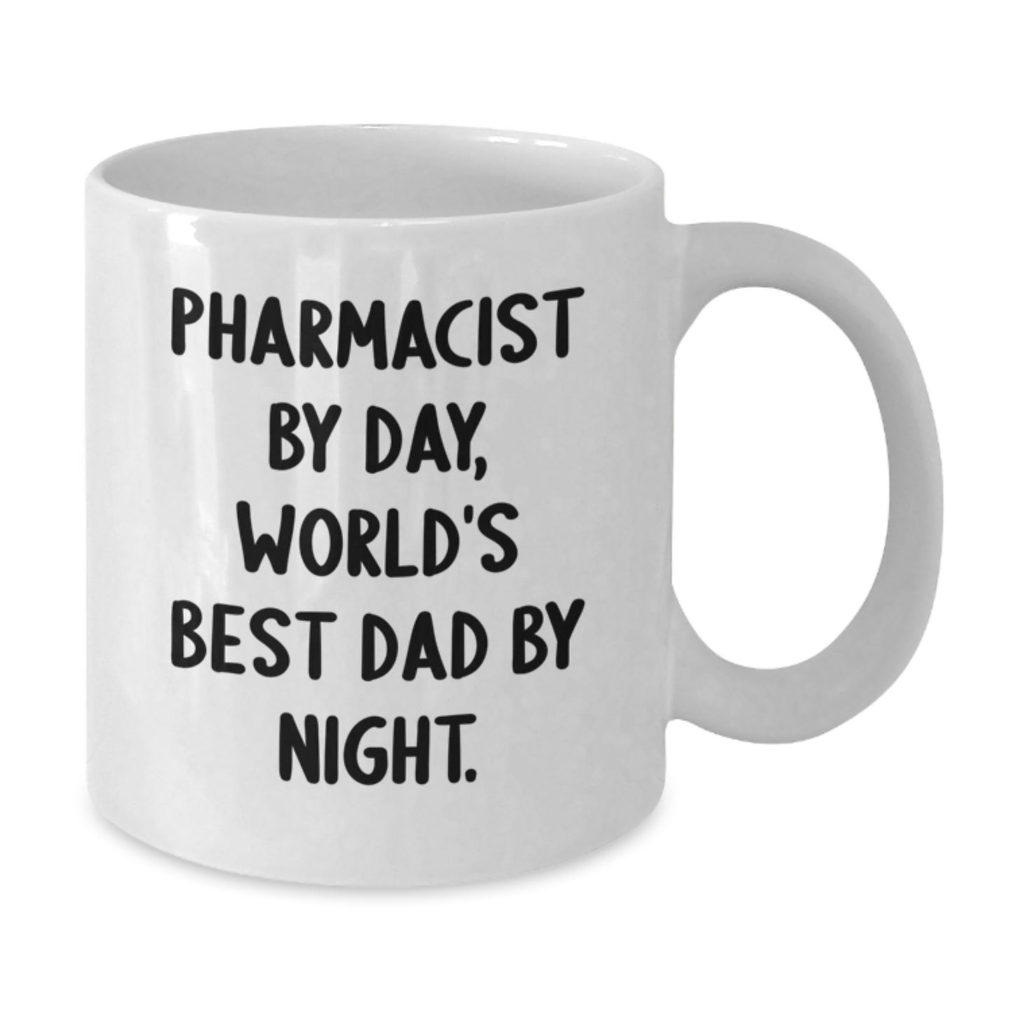 Funny Pharmacist Gifts for Men, White Coffee Mug by Day, World's Best Dad by Night for Graduation, Gifts from Men to Pharmacist Friends - Additional