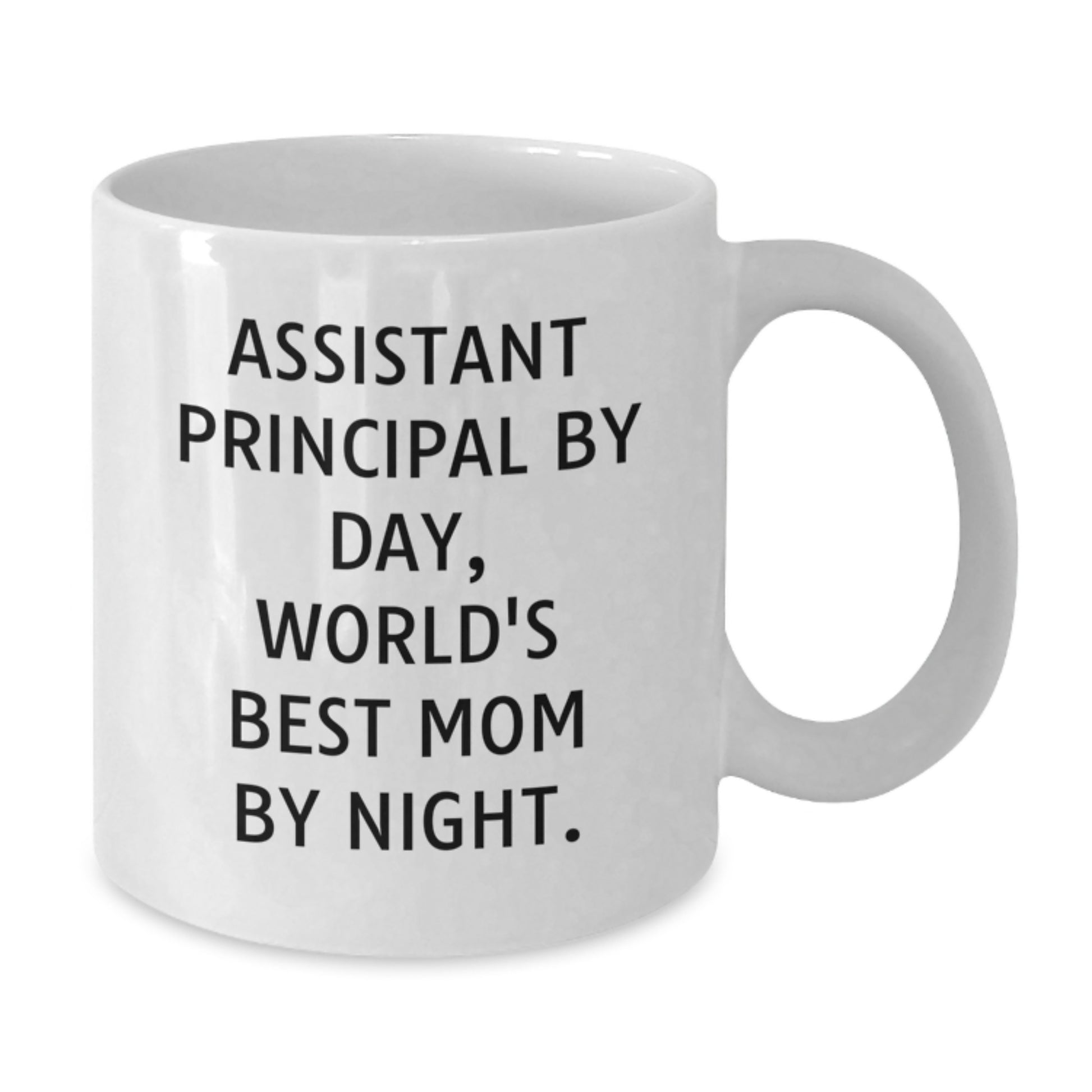 Funny Assistant Principal Gifts for Men - White Coffee Mug - 'Assistant Principal By Day, World's Best Mom By Night.' - Christmas Unique Presents from Men to Assistants - Additional