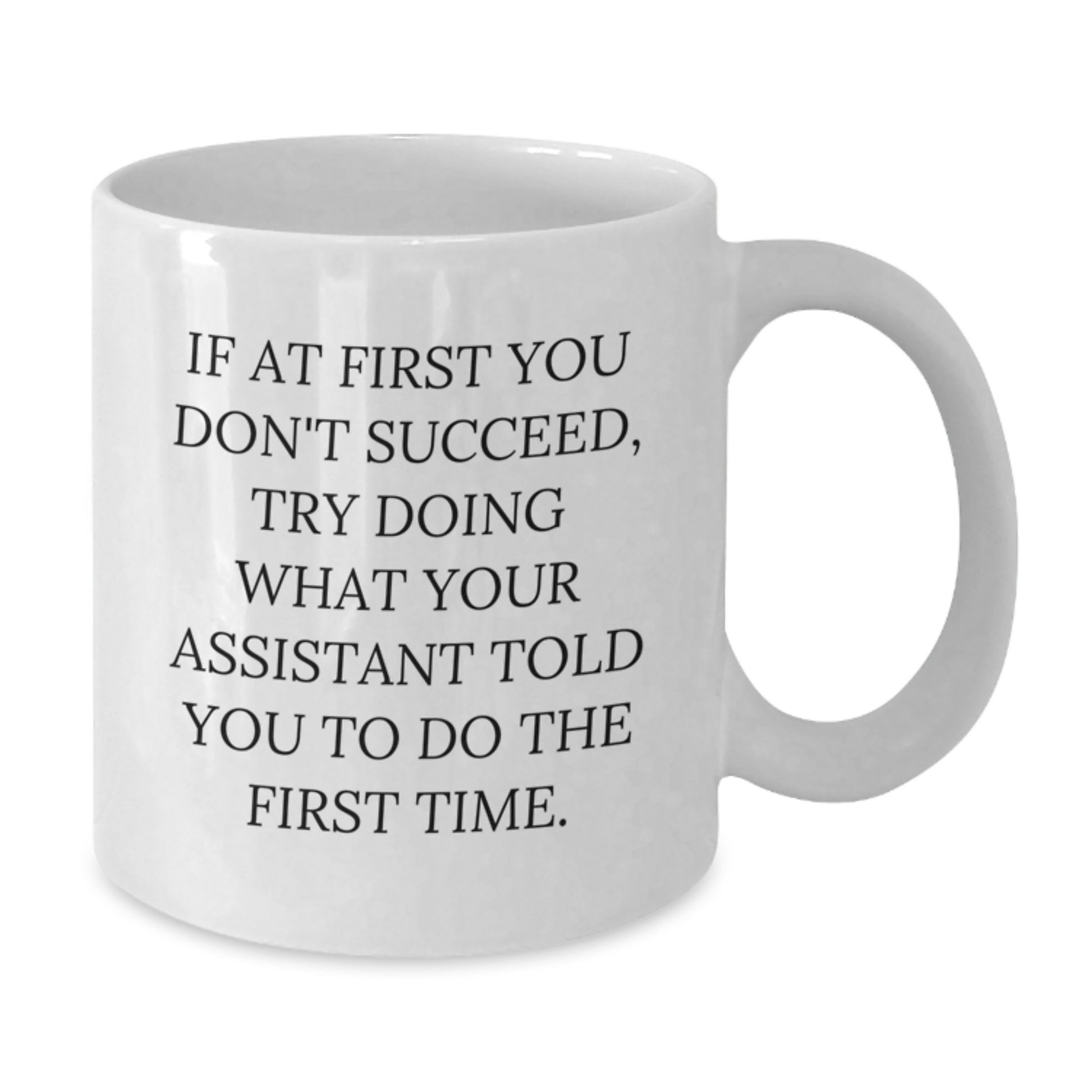 Funny Assistant Gifts from Friends for Christmas - White Coffee Mug with 'If At First You Don't Succeed, Try Doing What Your Assistant Told You To Do The First Time' Quote - Additional