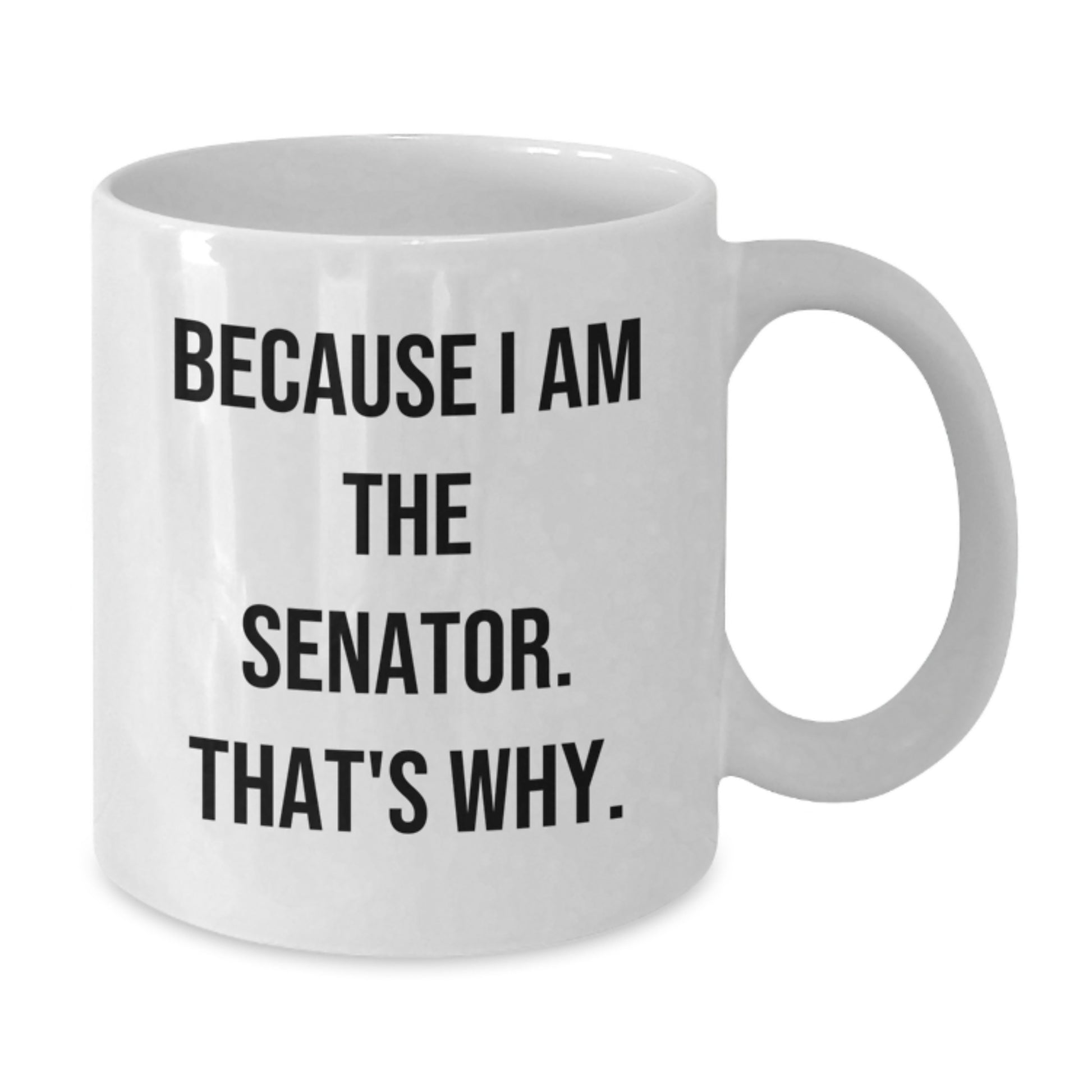 Funny Senator Gifts, White Coffee Mug, Because I Am The Senator. That's Why., Christmas Unique Gifts from Friends to Senator - Additional
