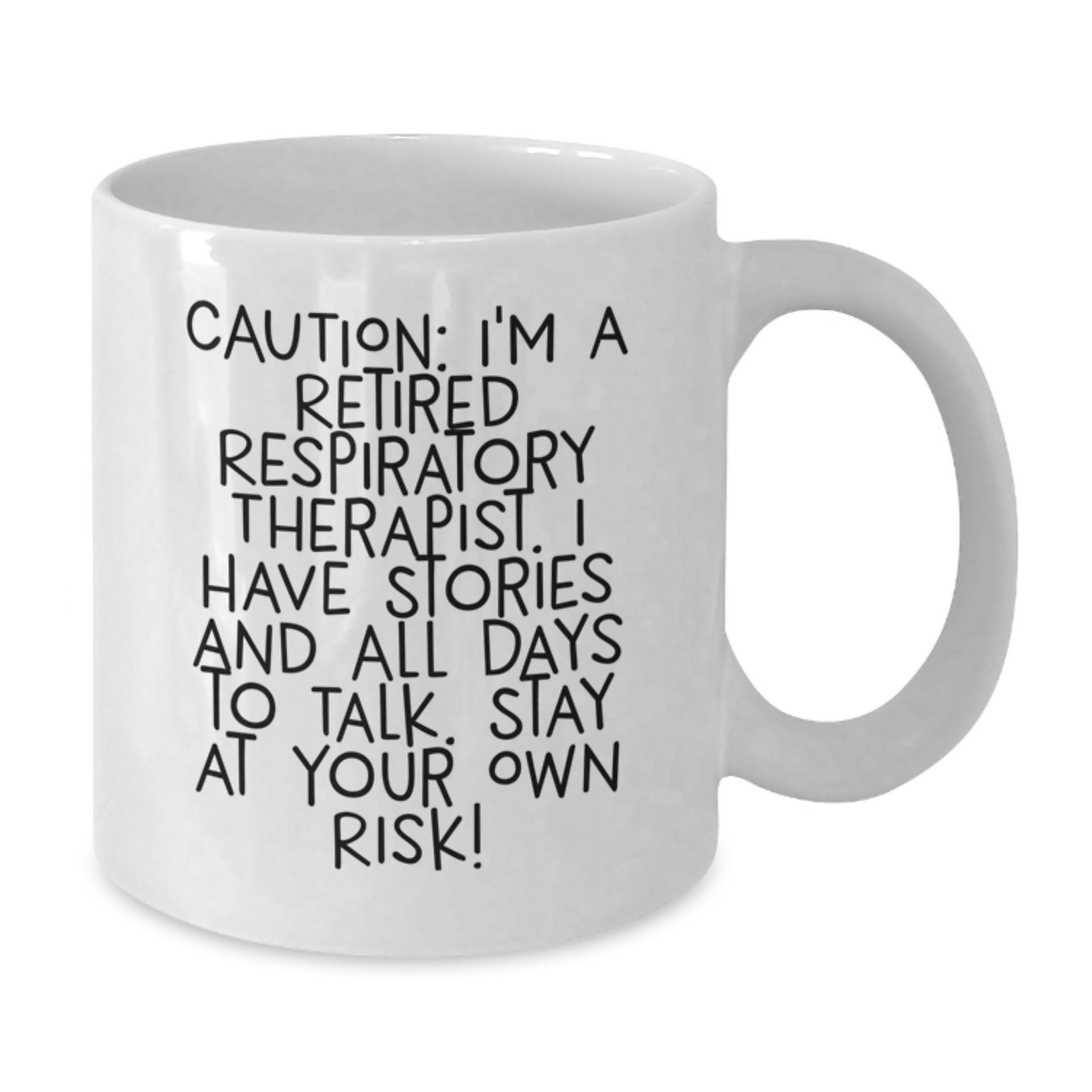 Funny Respiratory Therapist Gifts, White Christmas Coffee Mug, Caution: I'm A Retired RT, Inspirational Humor - Additional