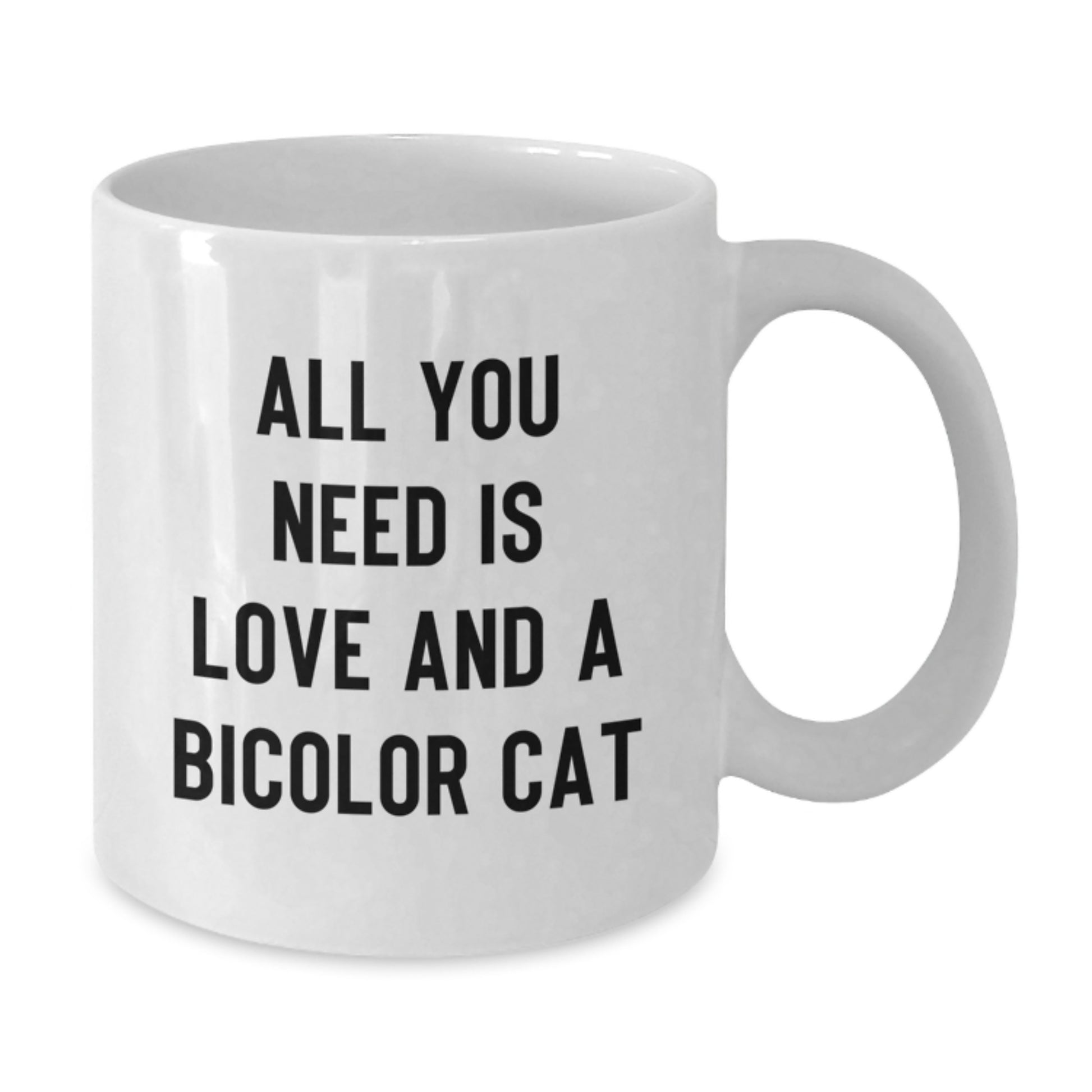 Funny Bicolor Cat Gifts from Friends for Bicolor Cat Lovers - White Coffee Mug - All You Need Is Love And A Bicolor Cat Christmas Unique Gifts - Additional
