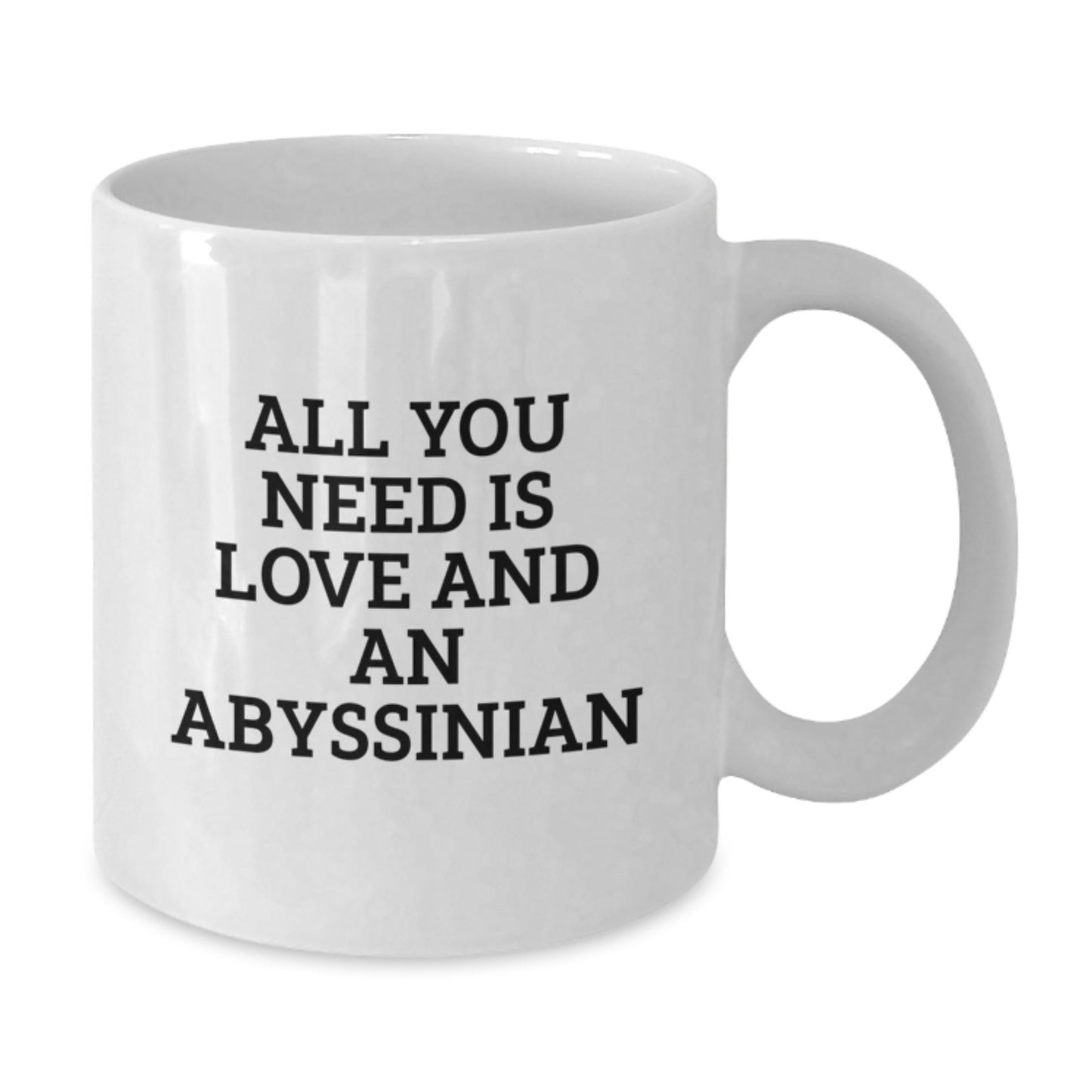 Abyssinian Cat Lovers Gifts, White Coffee Mug, Christmas Unique Presents, Gifts from Friends and Family, All You Need Is Love And An Abyssinian - Additional