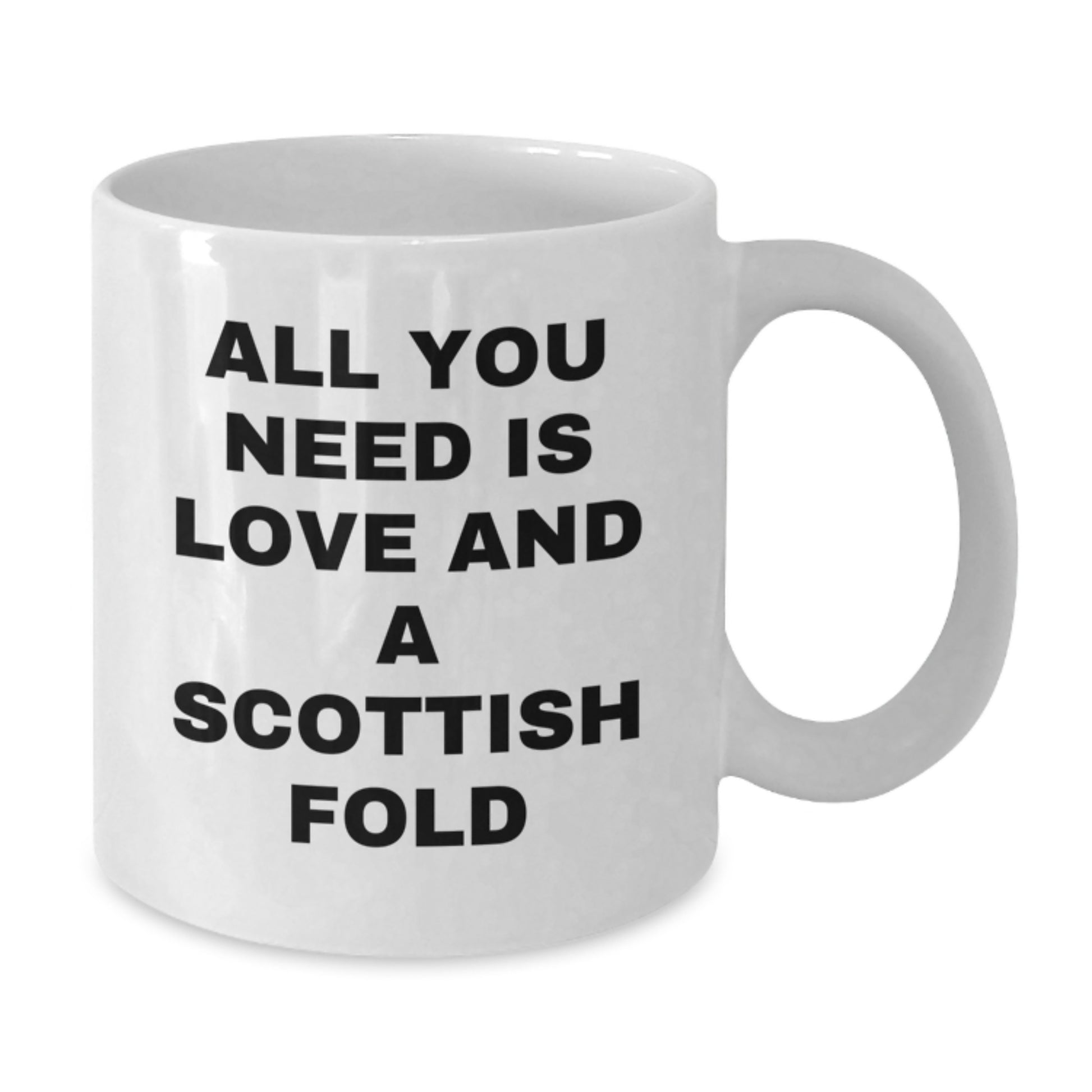 Funny Scottish Fold Cat Gifts from Men to Friends, White Coffee Mug with 'All You Need Is Love And A Scottish Fold' Quote for Scottish Fold Cat Lovers - Additional