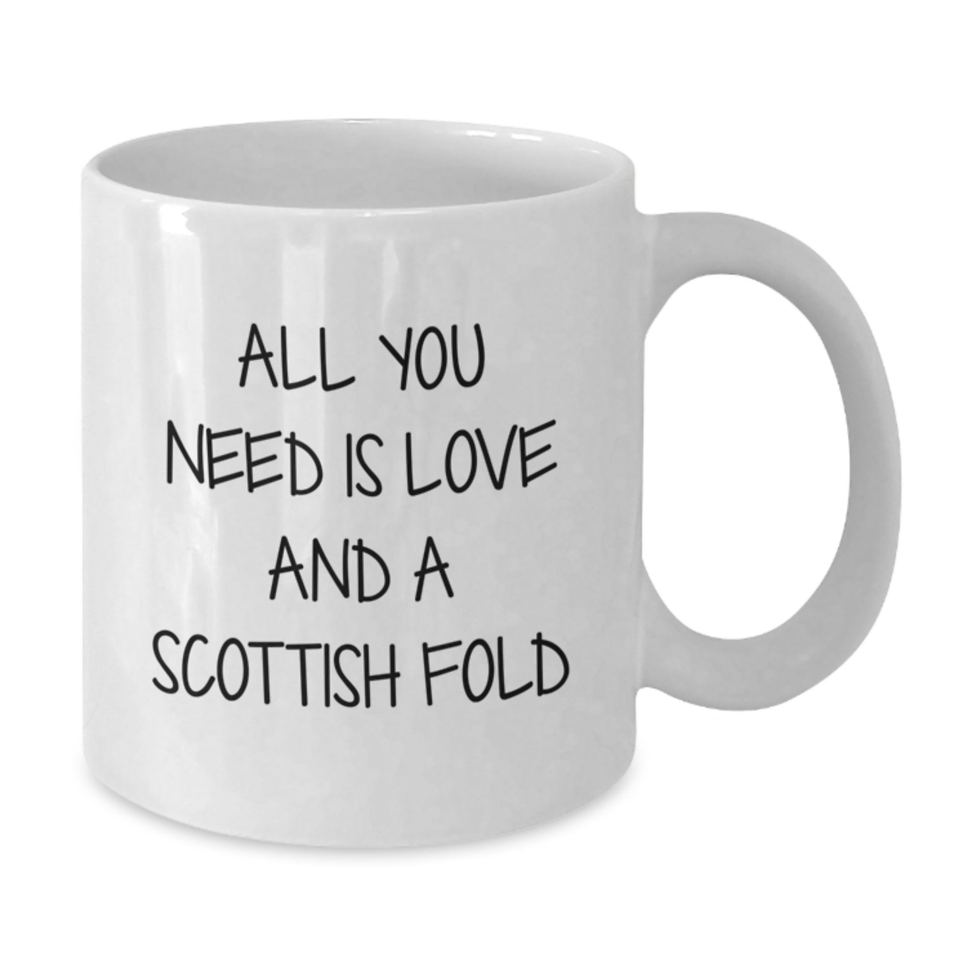 Funny Scottish Fold Cat Gifts for Men, White Coffee Mug, 'All You Need Is Love And A Scottish Fold' Christmas Unique Present - Additional