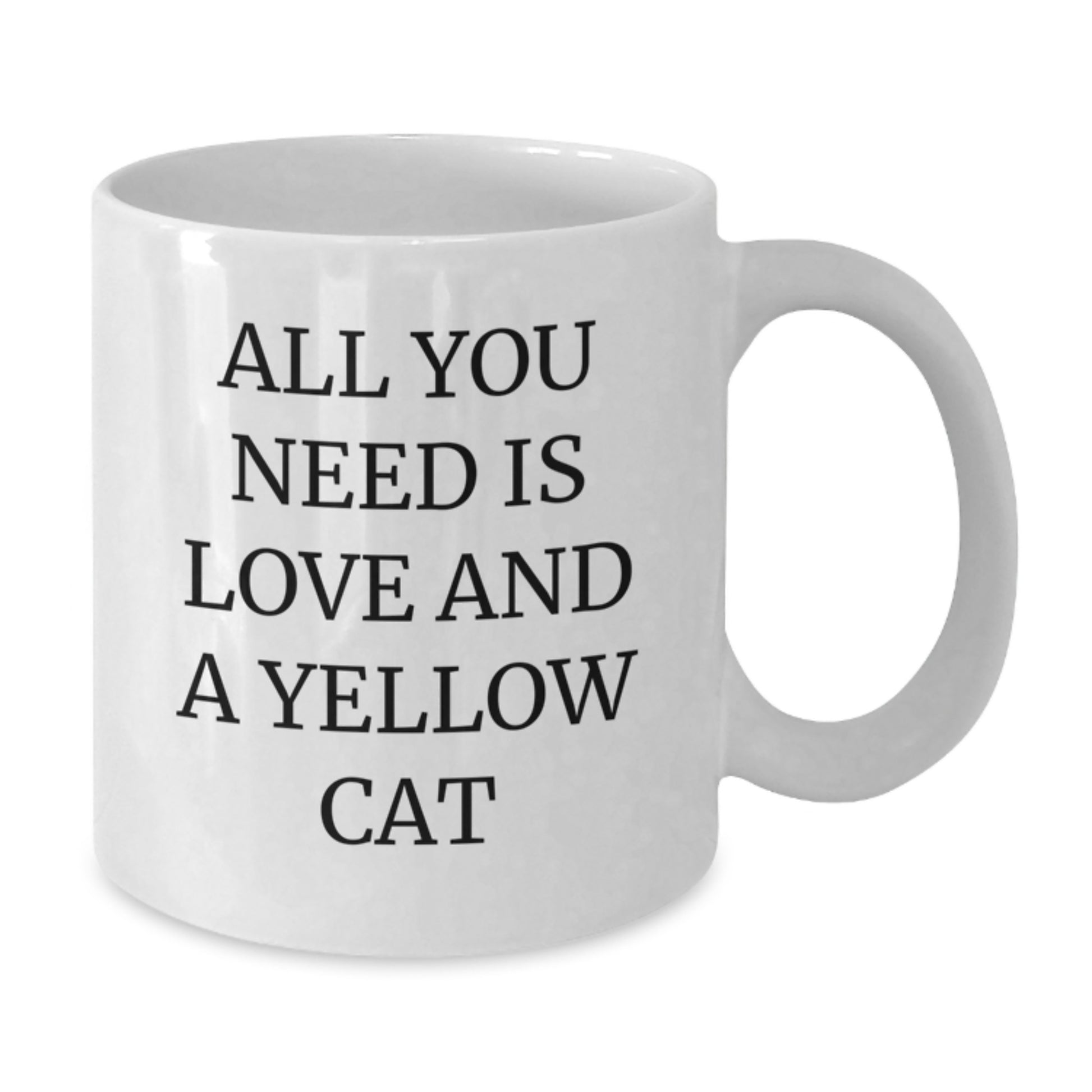 Funny Yellow Cat Gifts from Friends, Unique White Coffee Mug for Yellow Cat Lovers on Birthday, 'All You Need Is Love And A Yellow Cat' - Additional