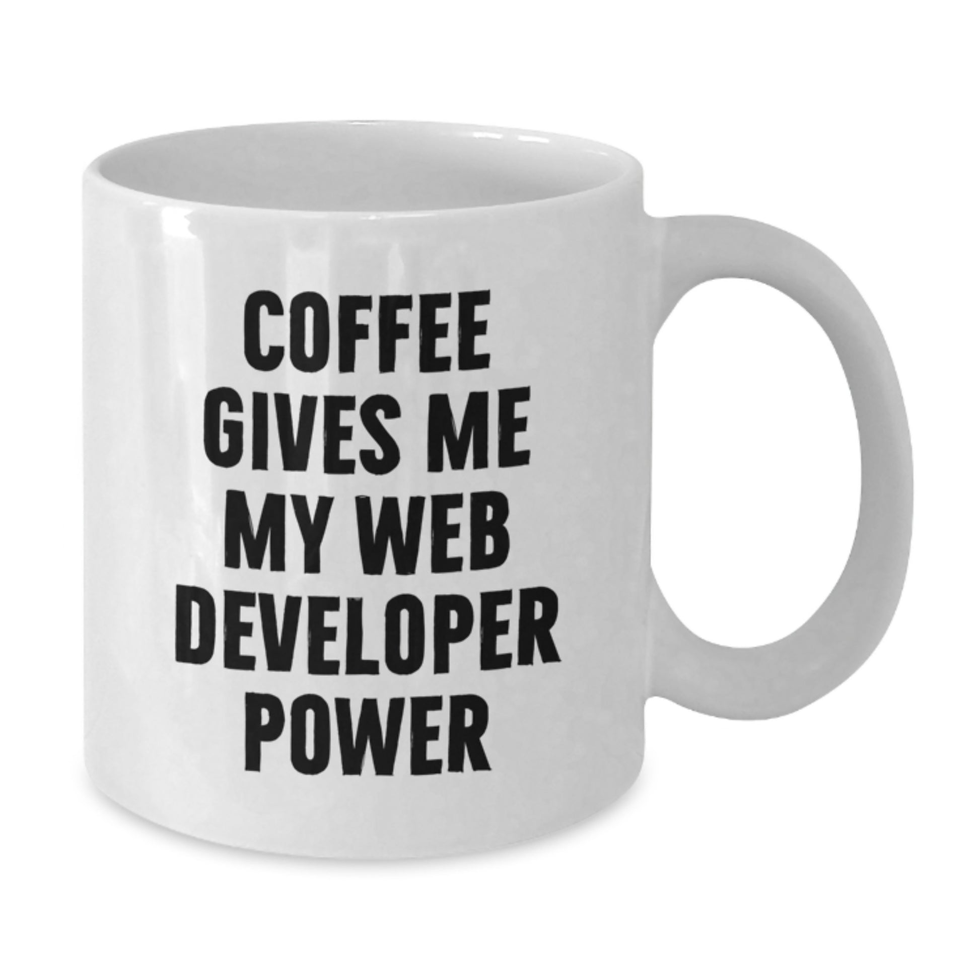 Funny Web Developer Gifts White Coffee Mug for Graduation - 'Coffee Gives Me My Web Developer Power' from Friends - Additional