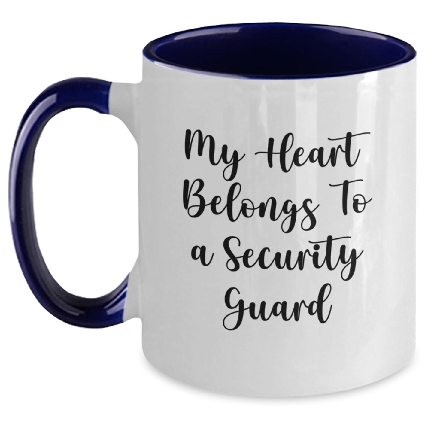 Funny Security Guard Gifts for Men from Friends and Family - My Heart Belongs To A Security Guard Two Tone Coffee Mug, Christmas Unique Gifts - Main