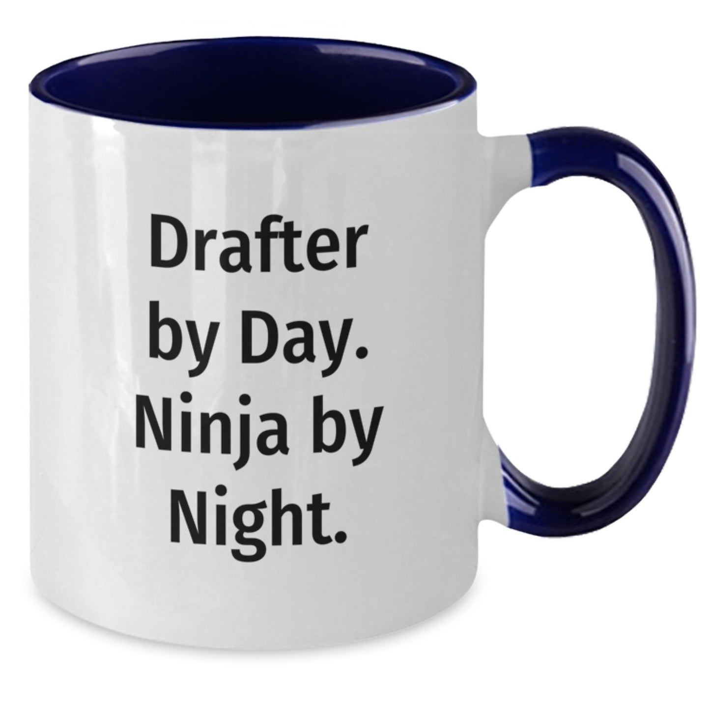 Funny Drafter Gifts from Friends - Drafter By Day. Ninja By Night. Two Tone Coffee Mug for Birthday - Additional