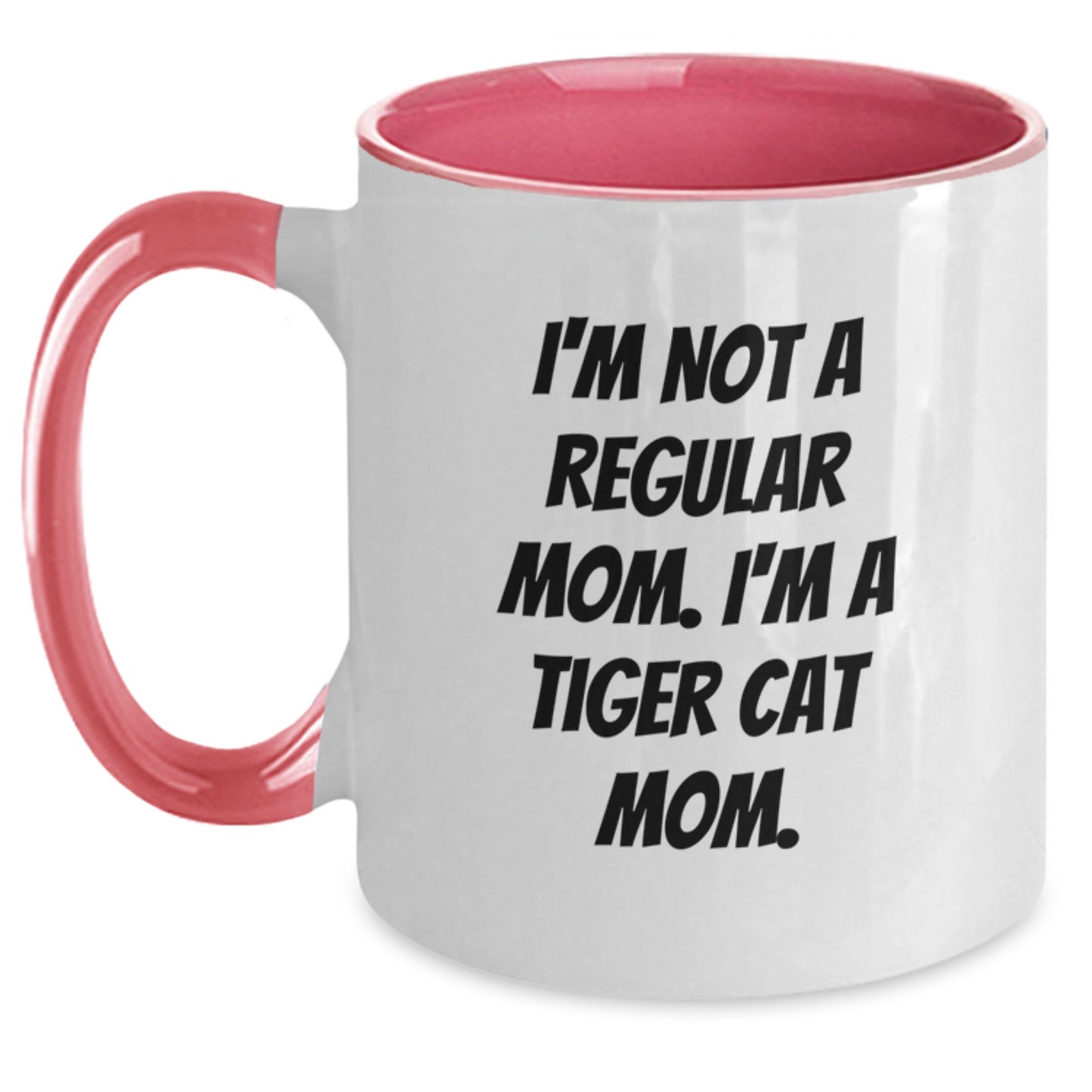 Funny Tiger Cat Mom Gifts for Coffee Lovers - Unique Two Tone Mug Gifts from Friends to Tiger Cat Enthusiasts - Main