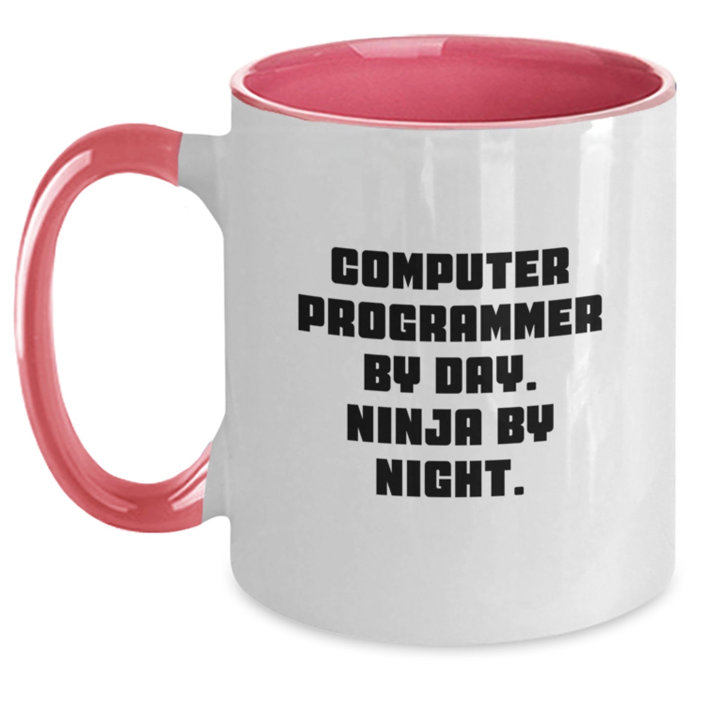 Computer Programmer Humor Two Tone Coffee Mugs, Funny Gifts from Friends, Computer Programmer By Day. Ninja By Night. Birthday Unique Gifts for Him or Her - Main