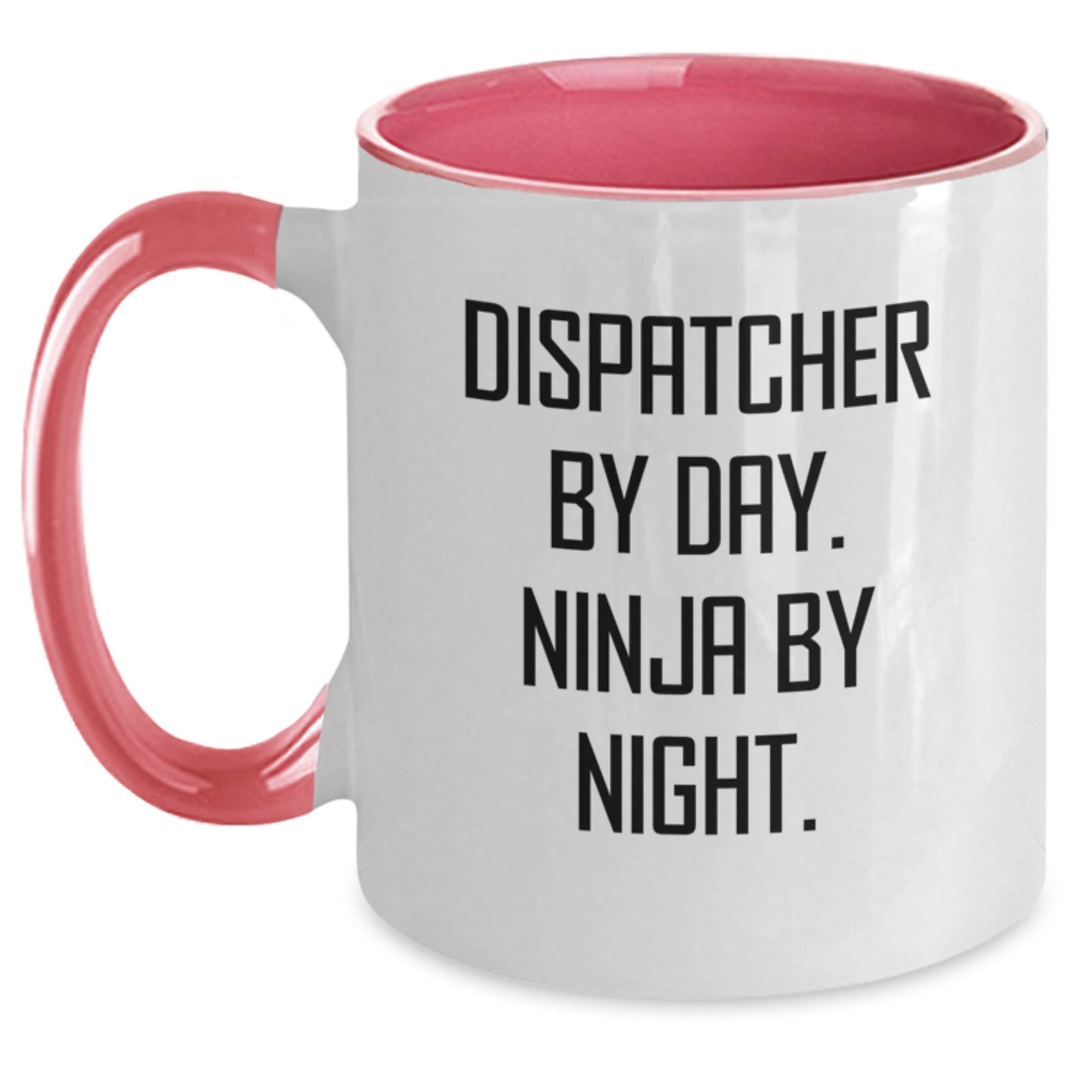 Funny Dispatcher Gifts from Friends - 'Dispatcher By Day. Ninja By Night.' Two Tone Coffee Mug for Graduation - Main