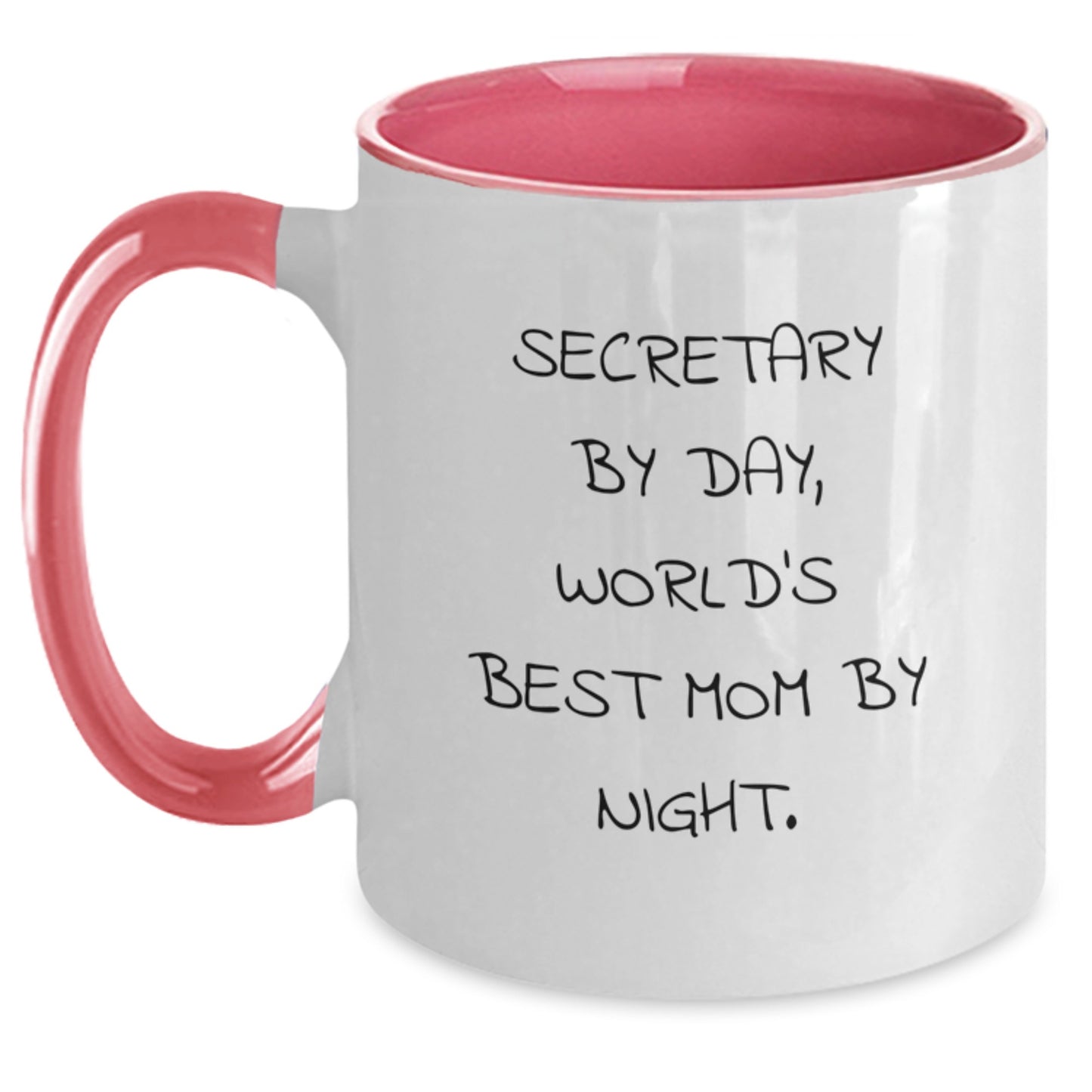 Secretary Gifts from Men, Two Tone Coffee Mug for Secretary By Day, World's Best Mom By Night. Funny Graduation Unique Gifts for Women, Coworkers, Family - Main