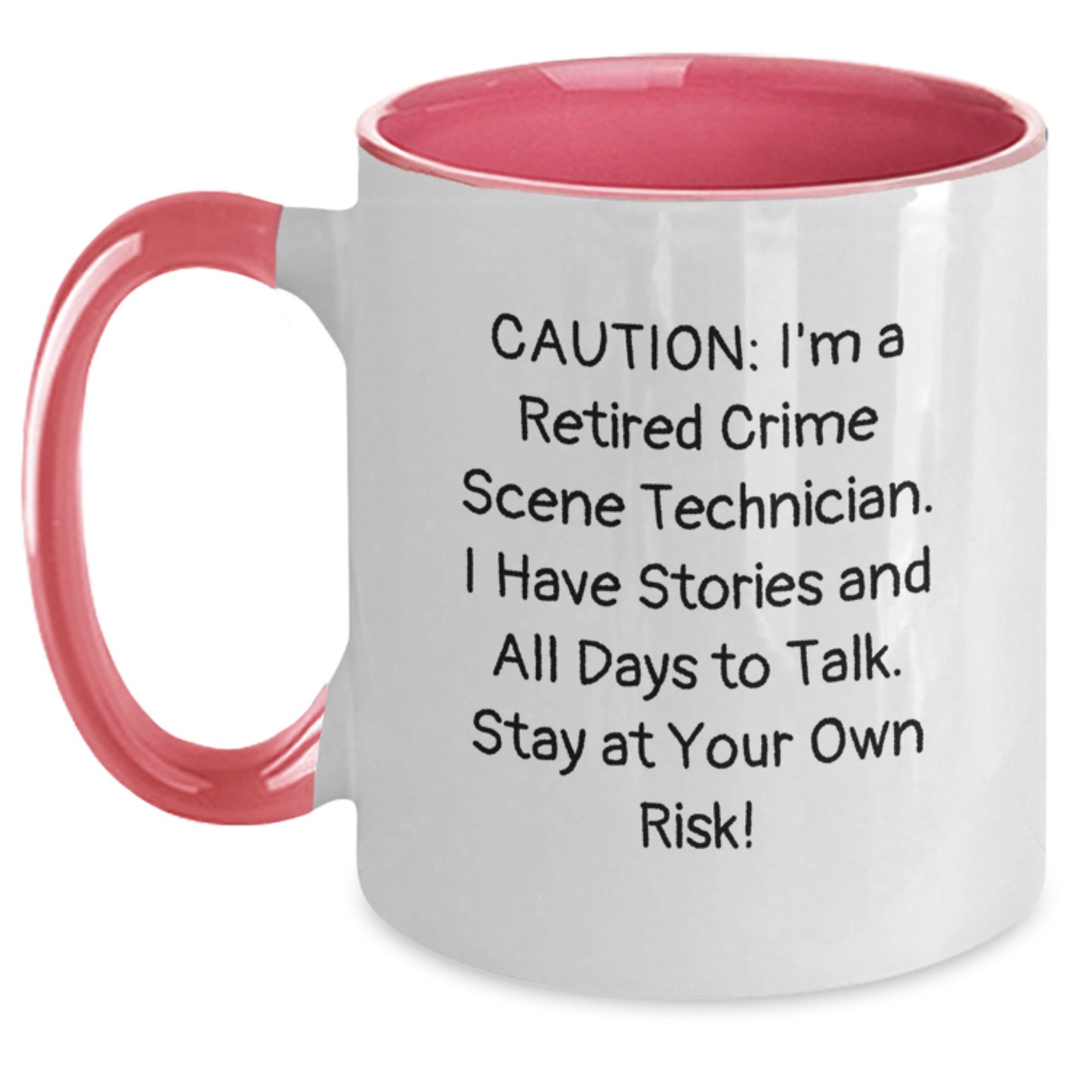 Funny Crime Scene Technician Christmas Unique Gifts from Friends for Men - I'm A Retired Crime Scene Technician, I Have Stories - Two Tone Coffee Mug - Main