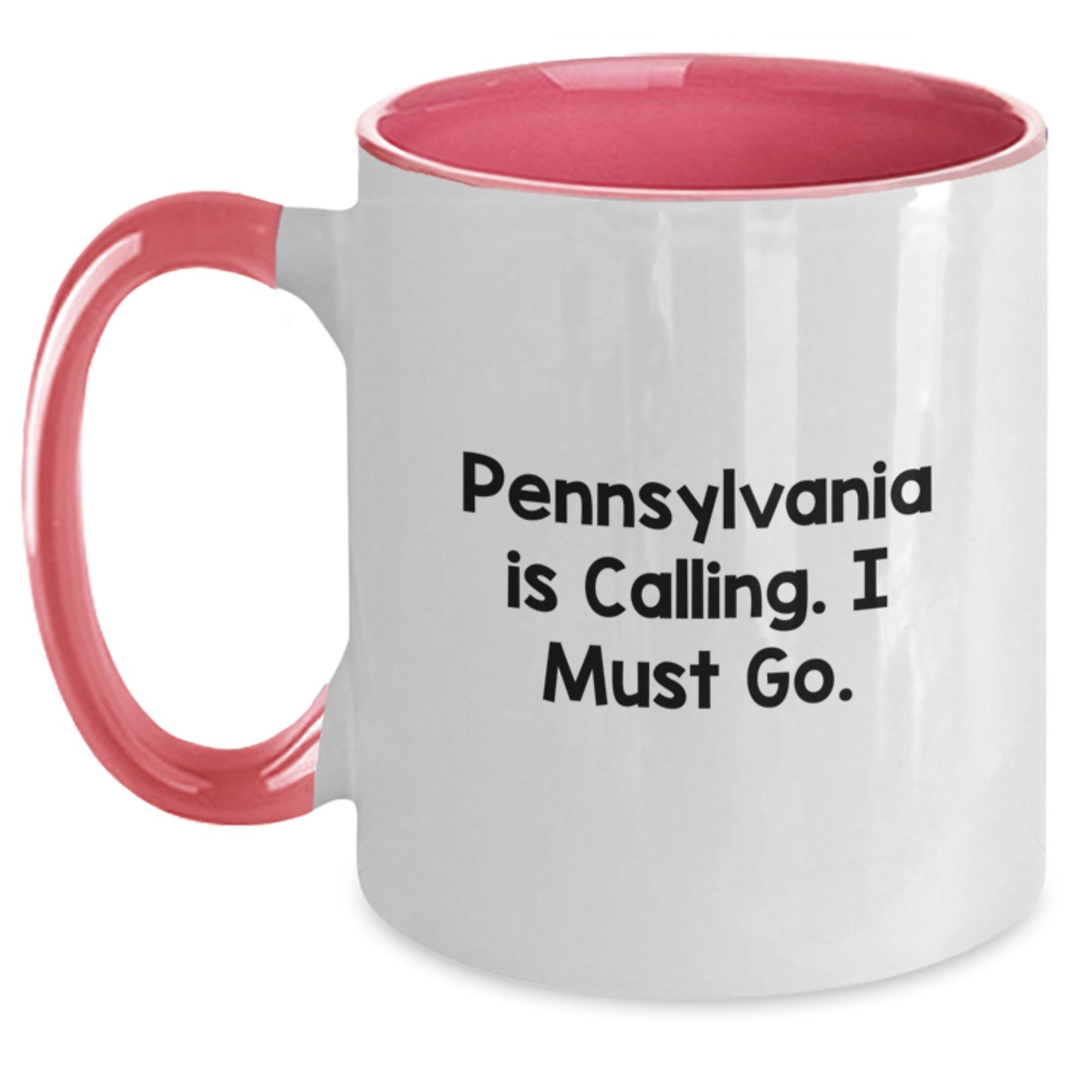 Pennsylvania Gifts for Men, Cute Two Tone Coffee Mug, Funny Quote 'Pennsylvania Is Calling. I Must Go.' for Graduation Unique Gifts from Family, Friends, or Coworkers - Main